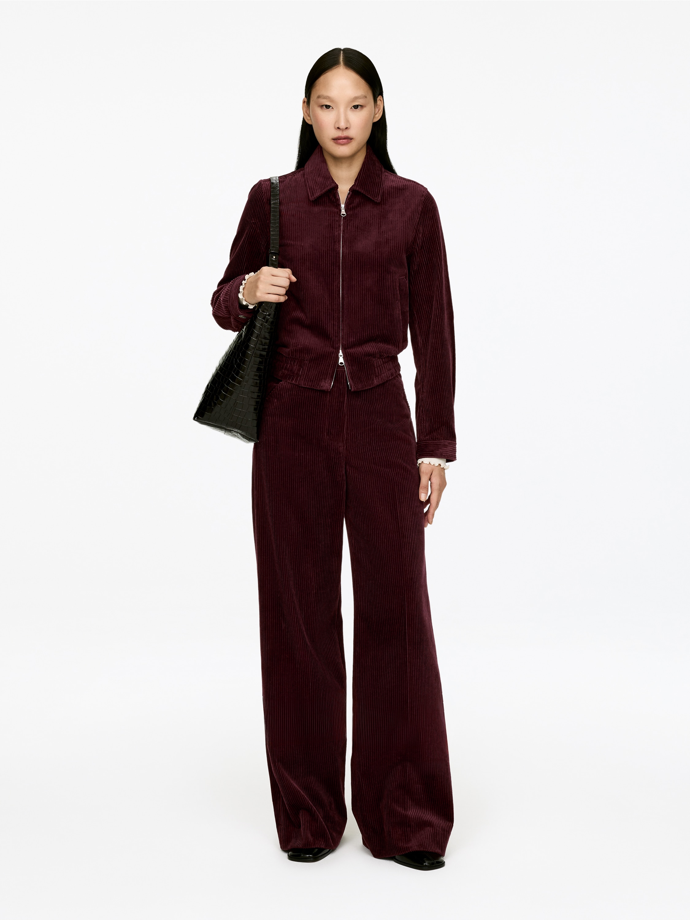 Manšestrová overshirt košeľa - Bordová