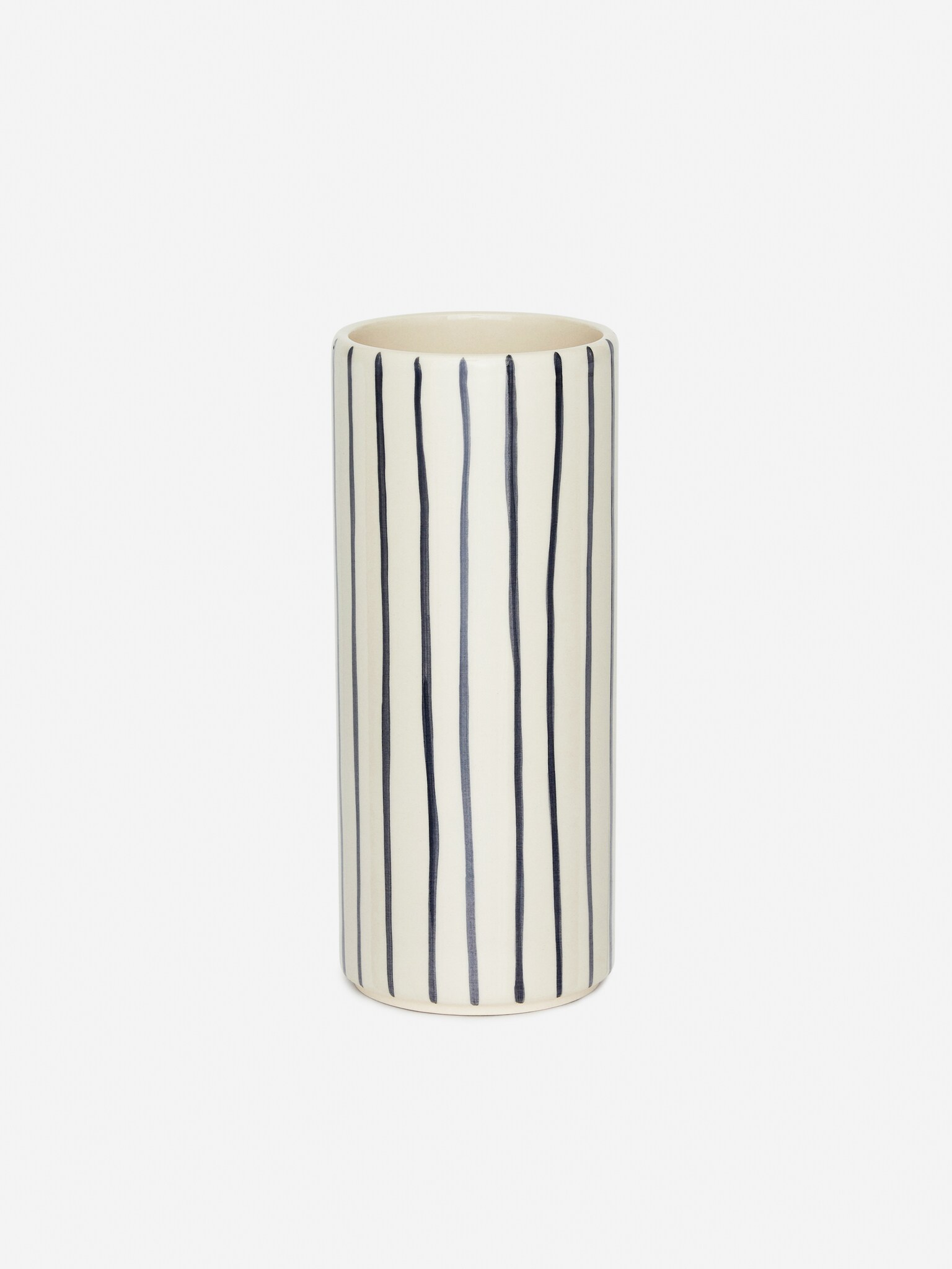 Stoneware Vase 23 cm - White/Blue/White/Blue/Off White/Blue - 2