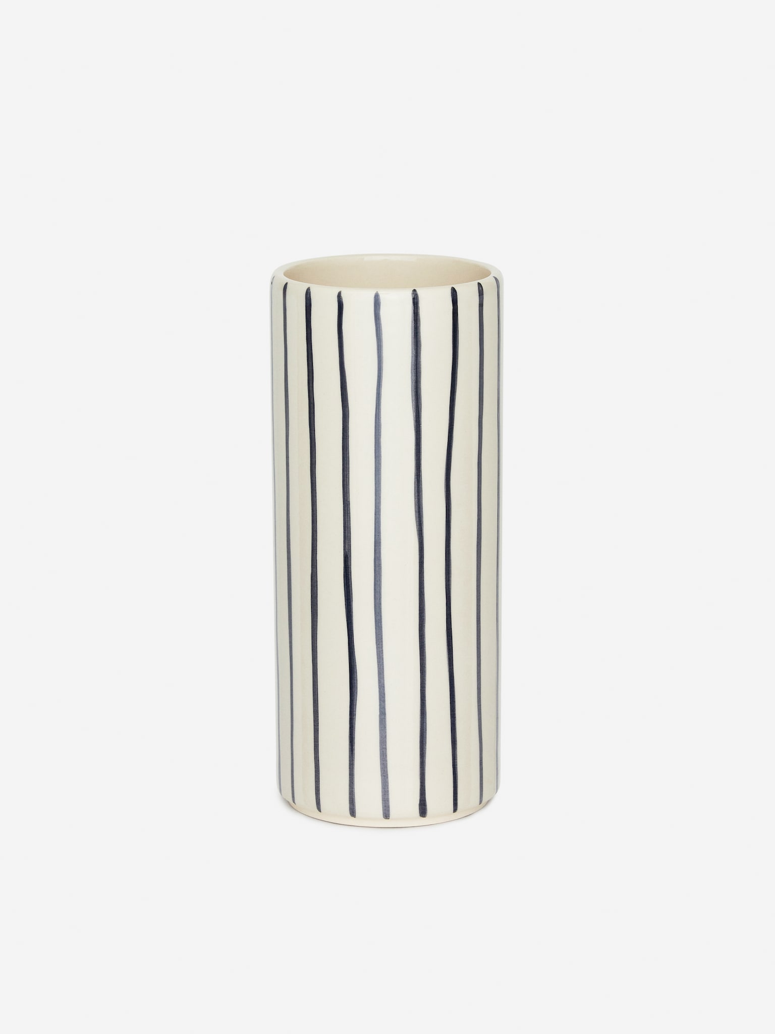Stoneware Vase 23 cm - White/Blue/White/Blue/Blue/White - 2
