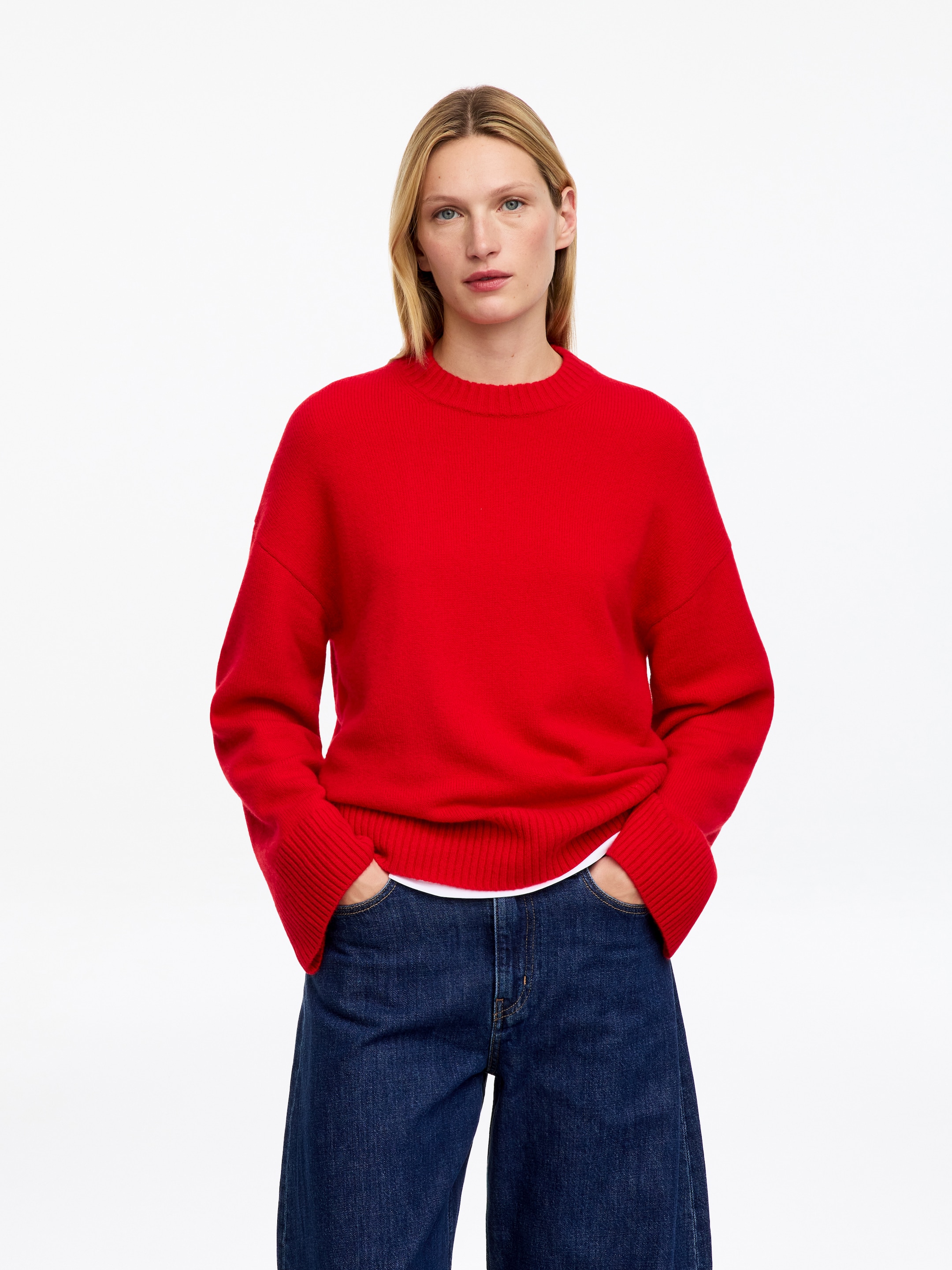 Maglione oversize in puro cashmere​-Red-20264