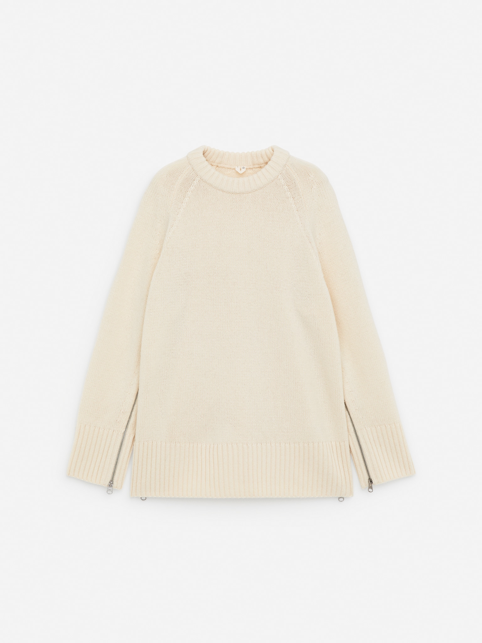 Pull en laine avec fermetures zippées - Blanc cassé - 2