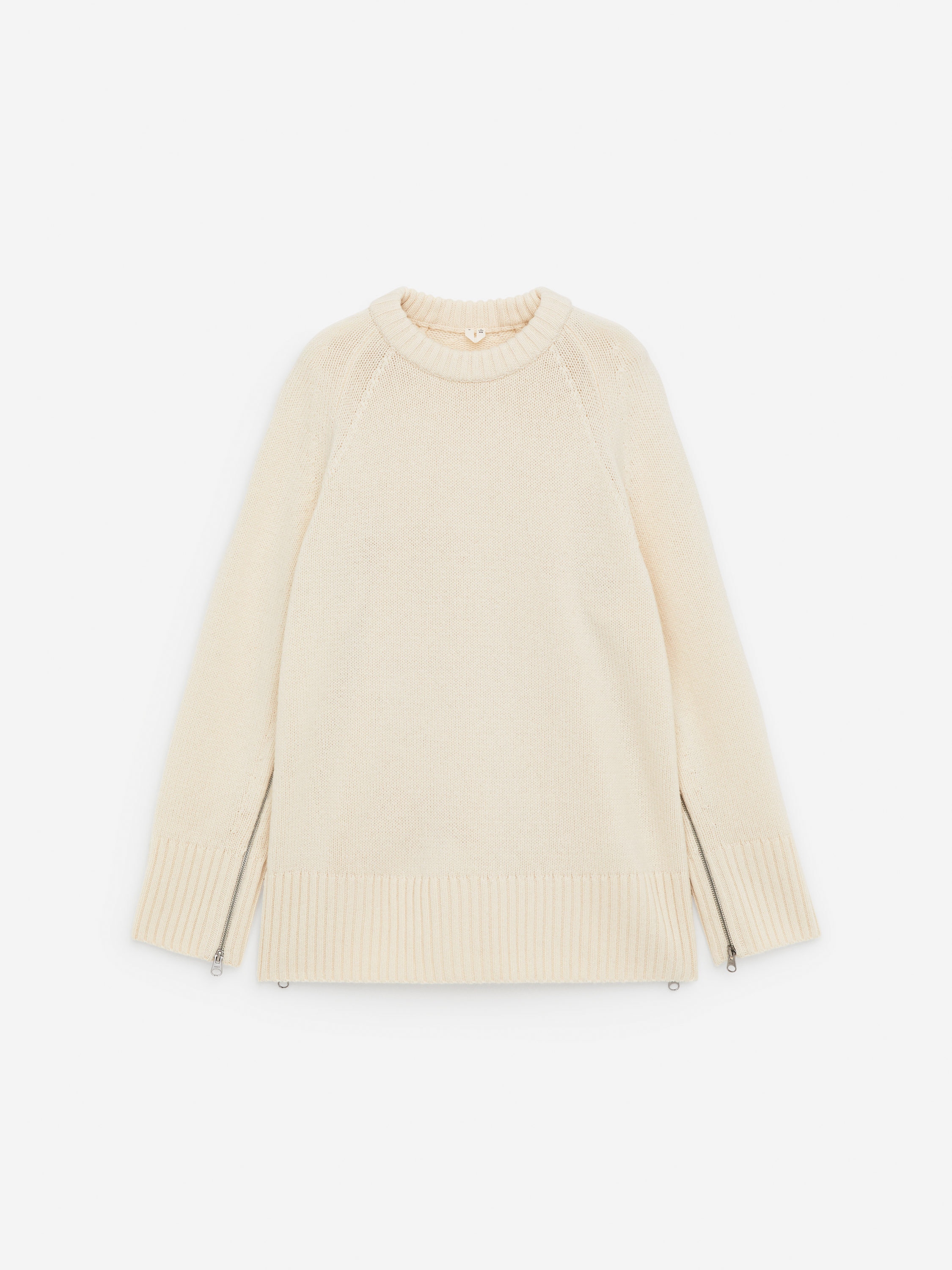 Zip-Detail Wool Jumper-#E8E4D5-16752