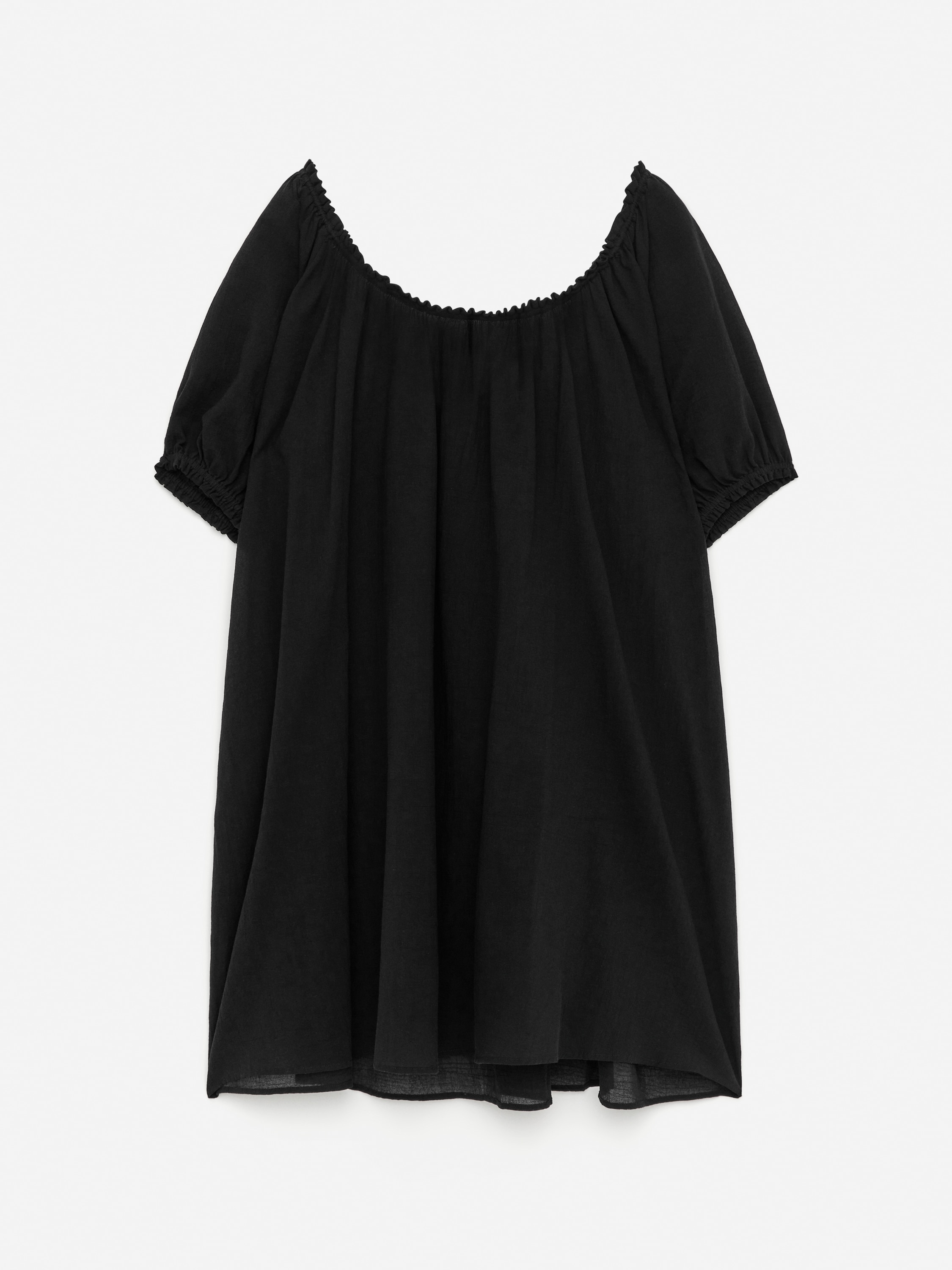 Βαμβακερό Φόρεμα Παραλίας - Μαύρο/Εκρού