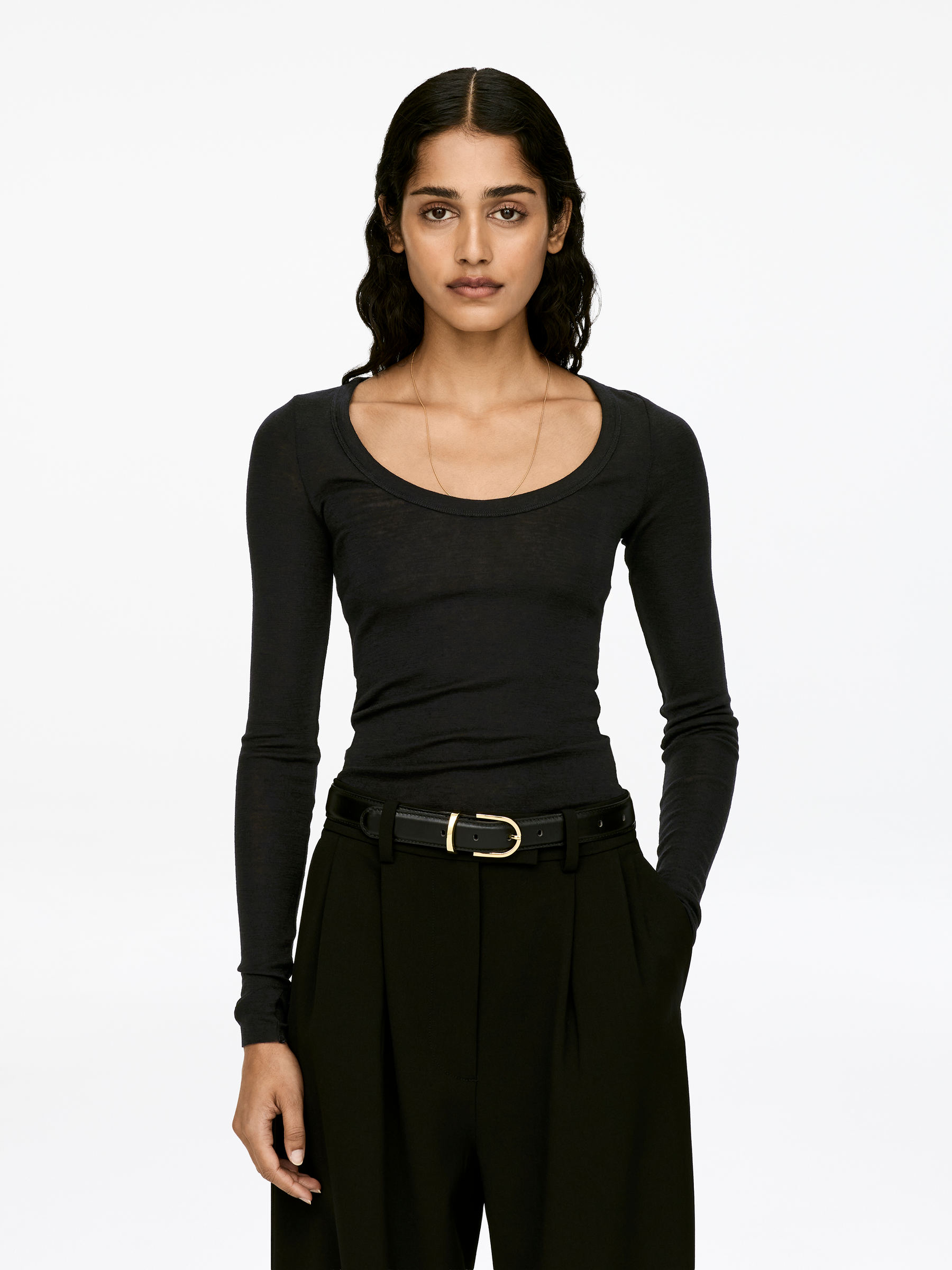 Wool Rib Top-#272628-12241