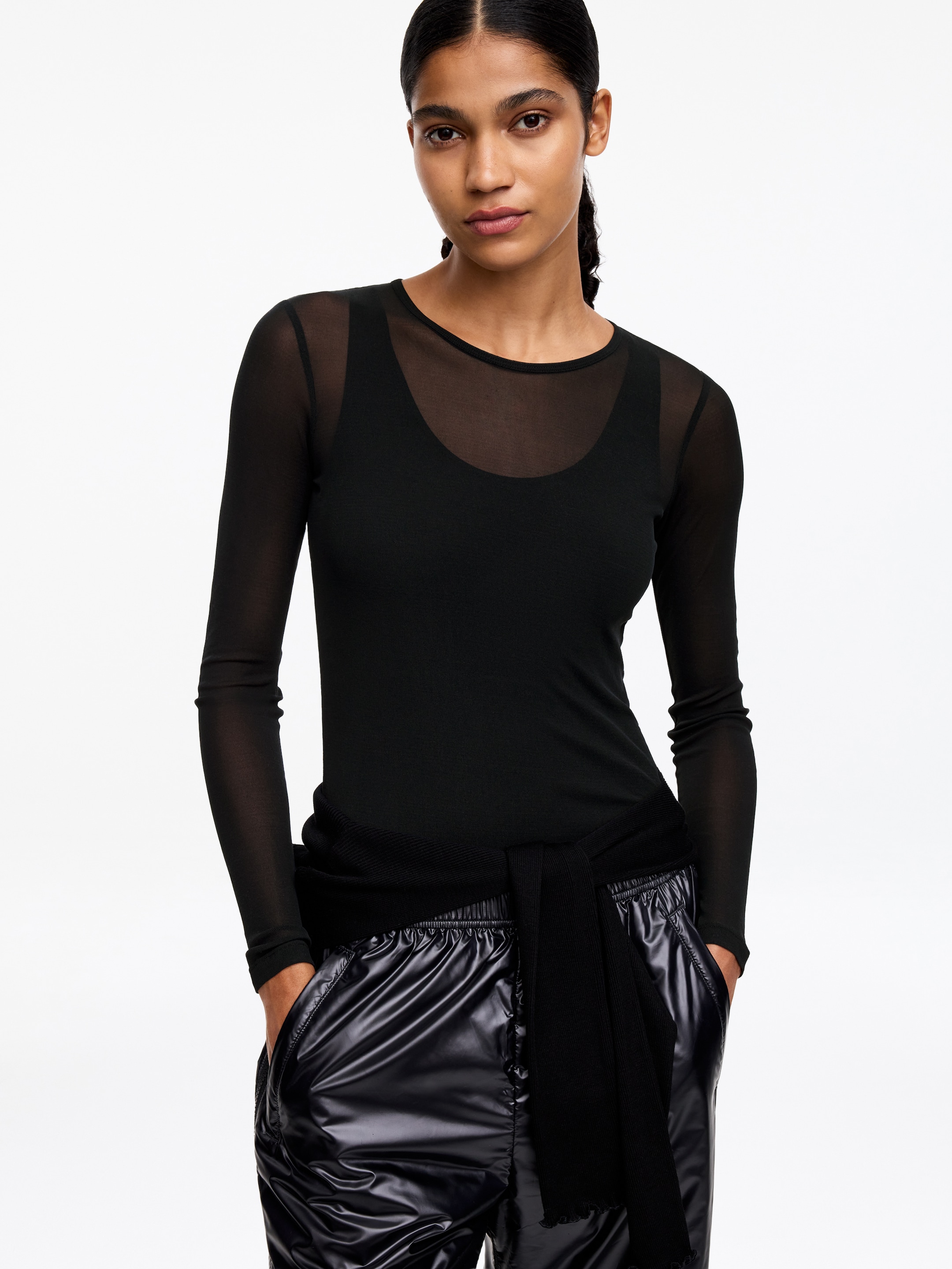 Slim Silk Top - Black - Slim fit - Women - StillMedia/Lookbook - 3