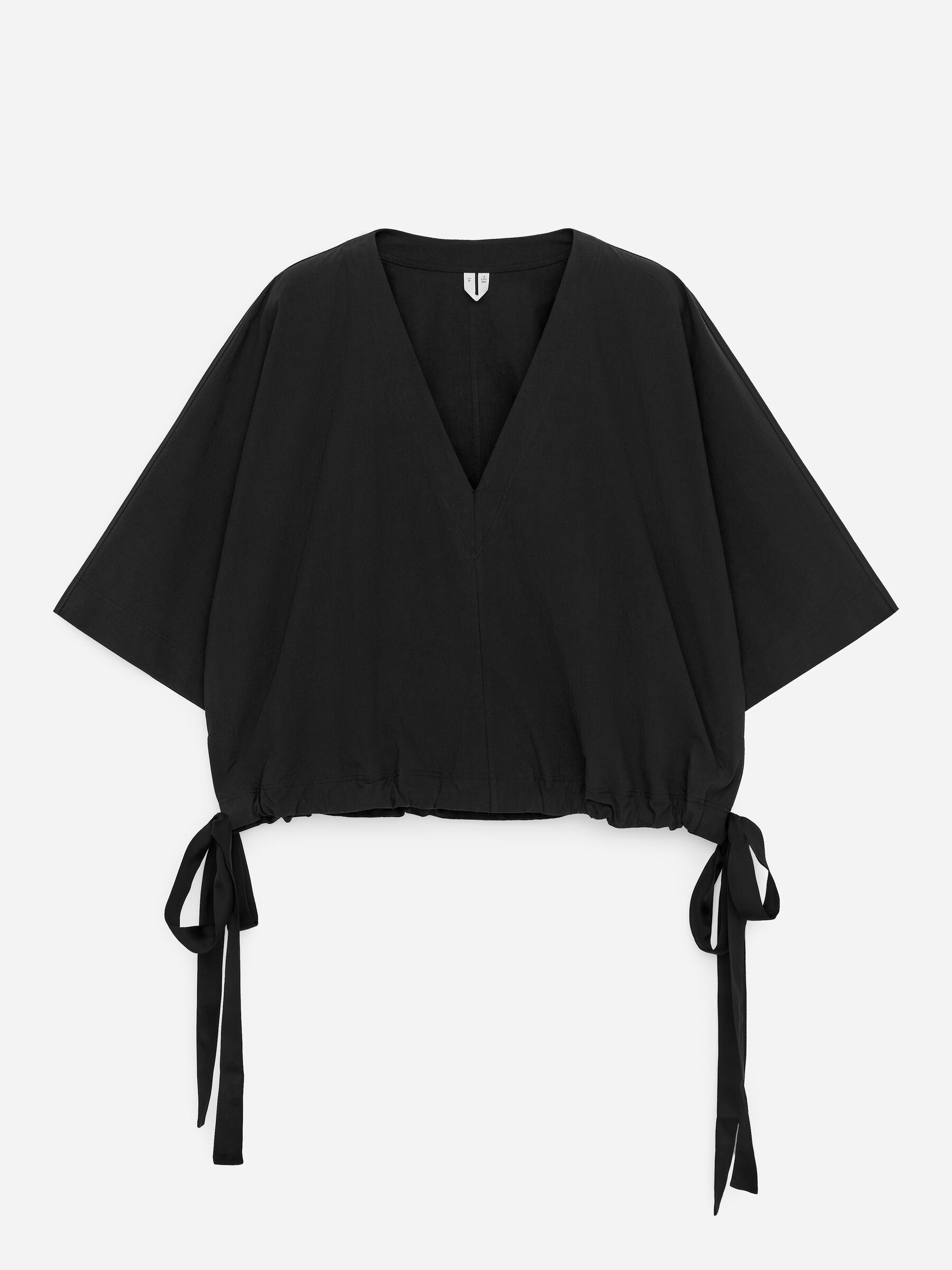 Baumwolloberteil mit Kordelzug-Schwarz-18780