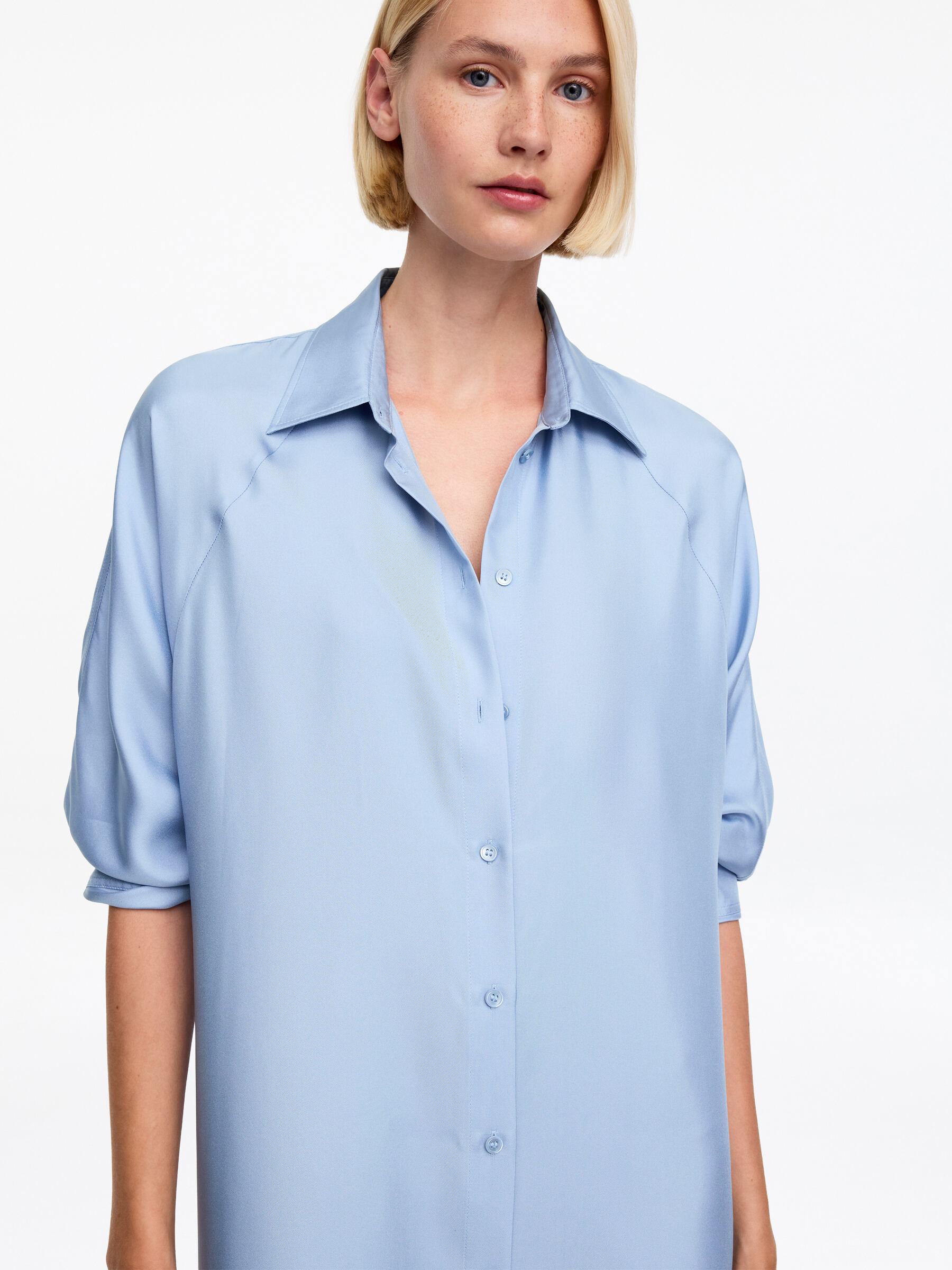 Silk Twill Shirt Dress - Blue - Regular fit - Women - StillMedia/Lookbook - 2