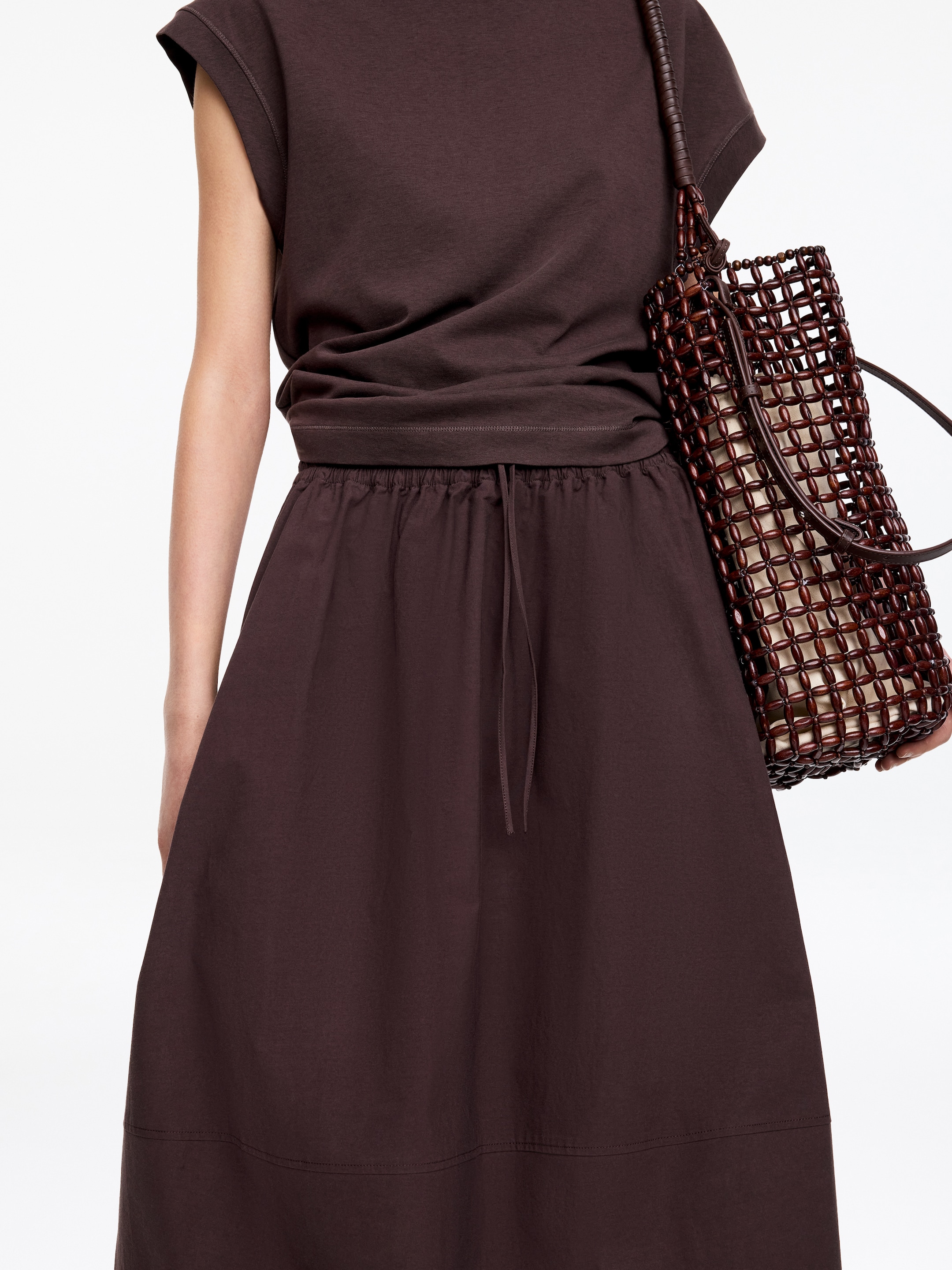 Gonna midi in cotone - Marrone scuro - Regular fit - Women - StillMedia/Lookbook - 5