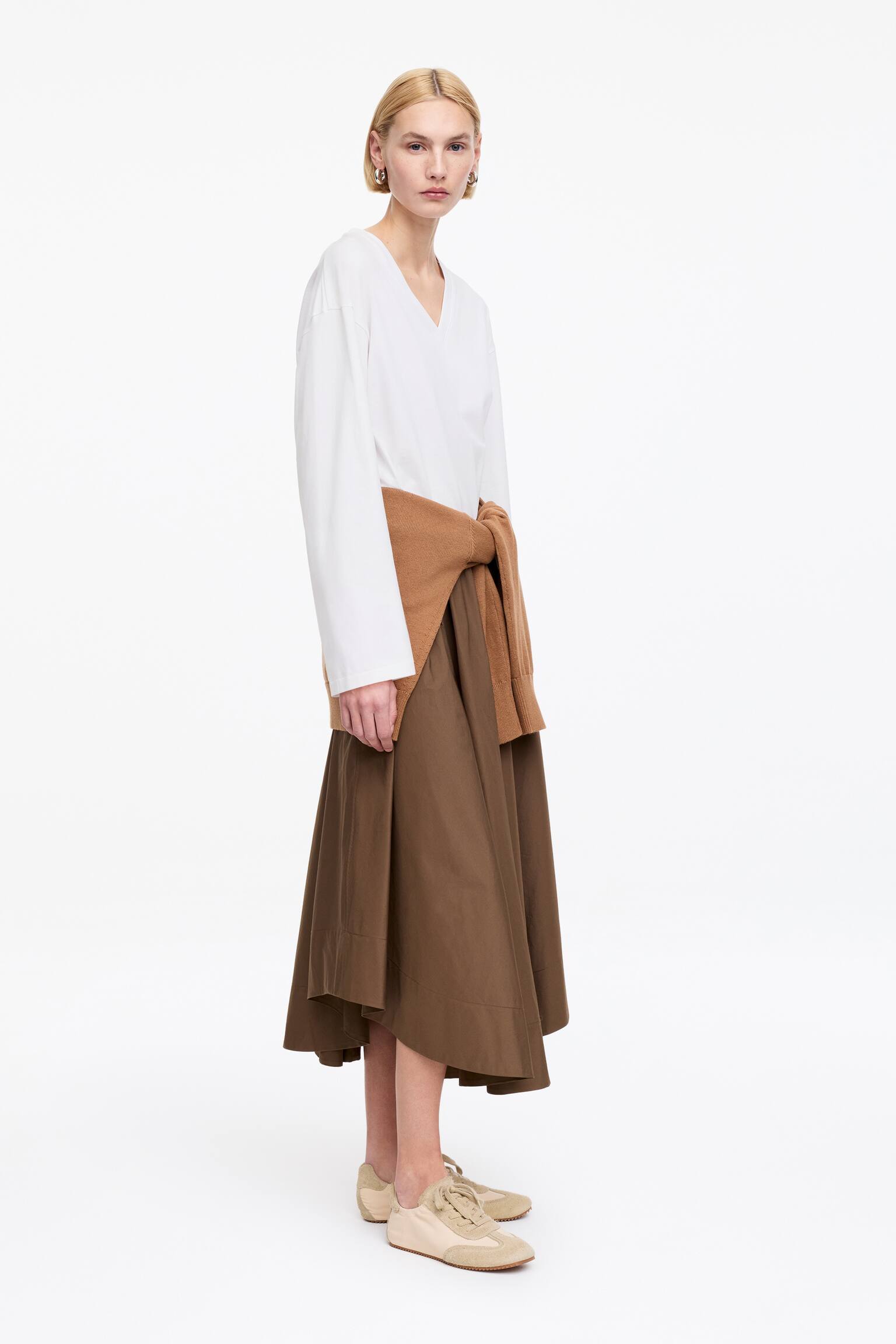 T-shirt met V-hals - Wit/Lichtroze/Zwart - 3