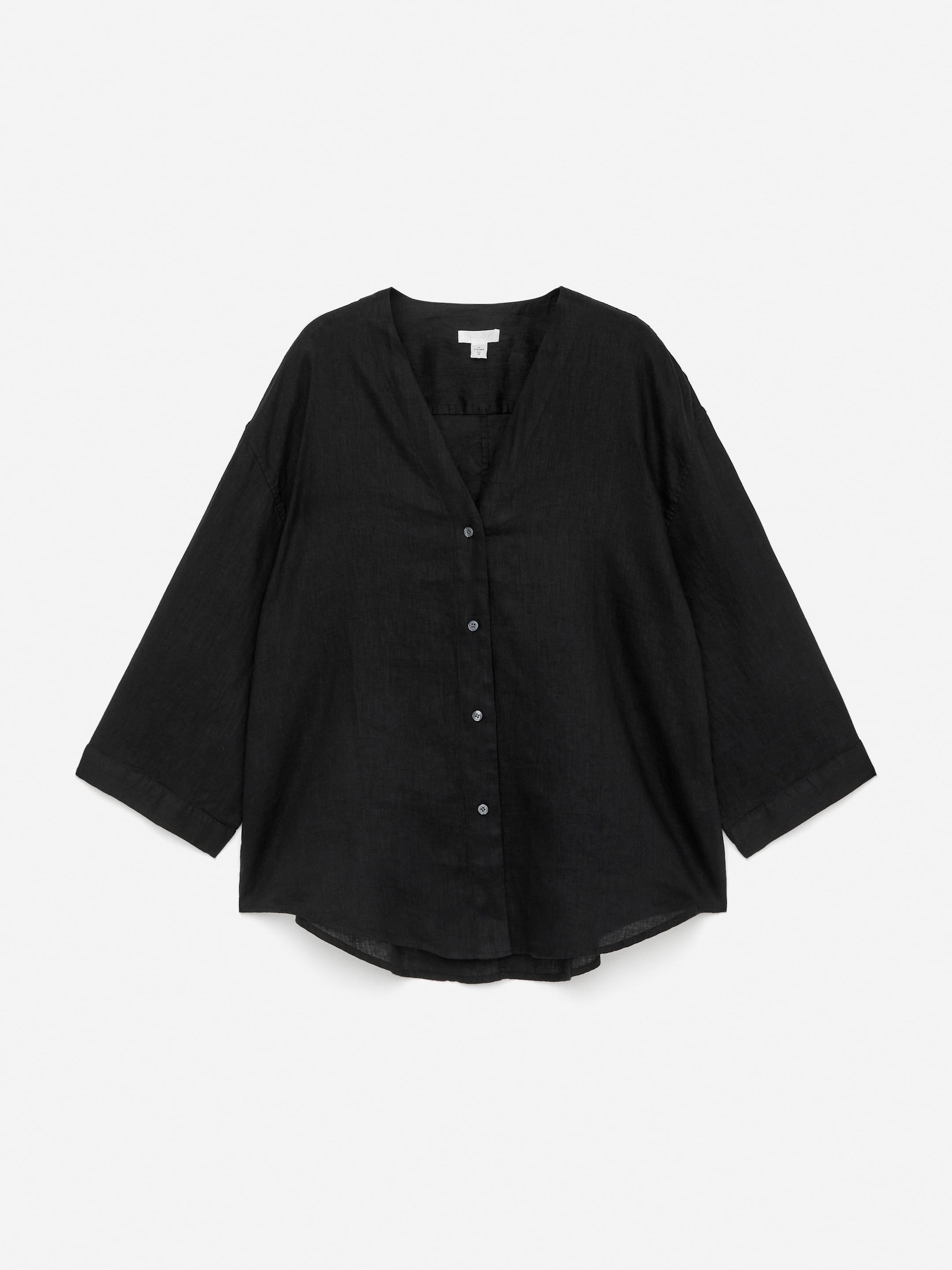 Blusa in lino-Black-14869