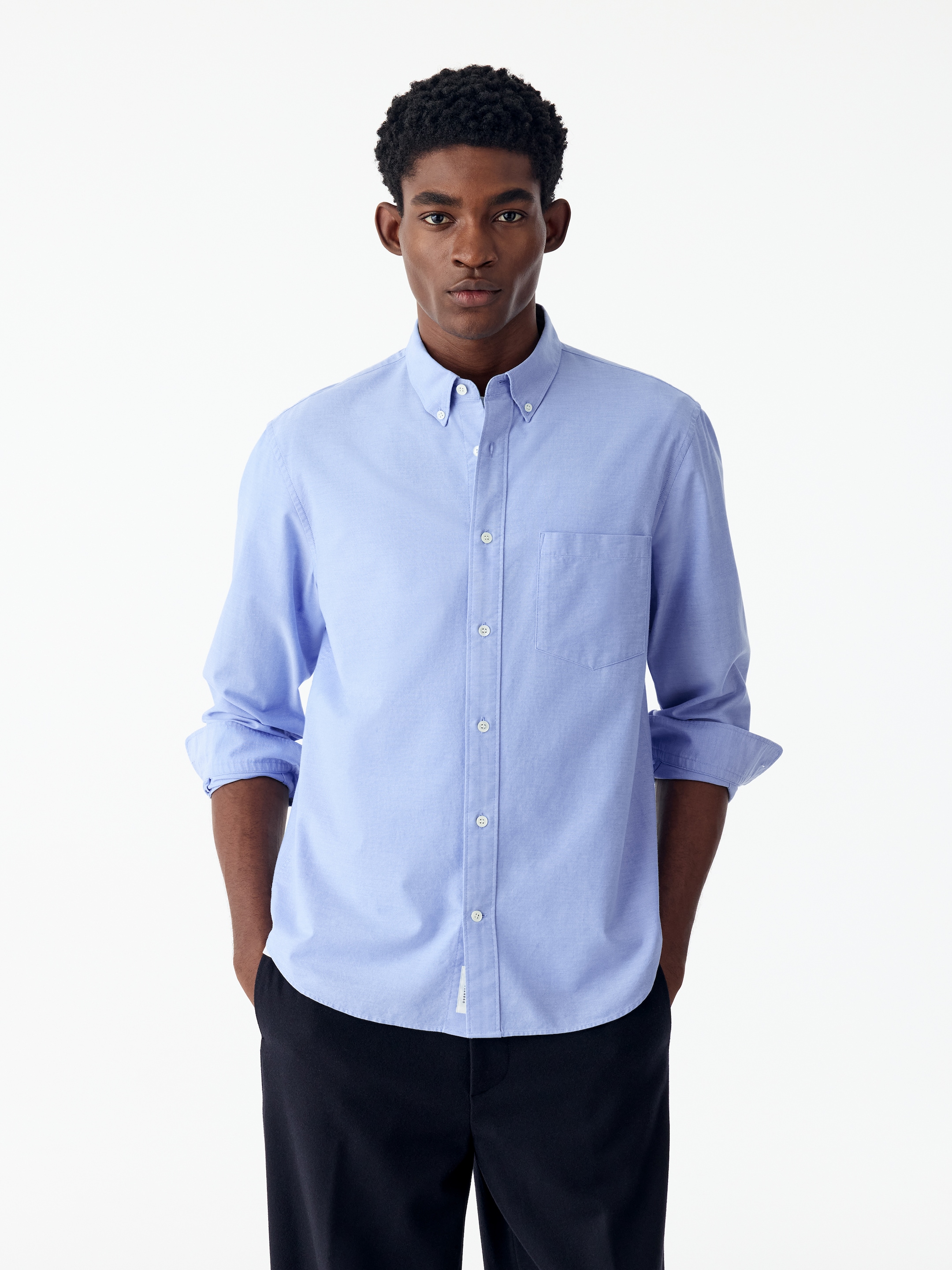 Regular Oxford Shirt-Blue-11533