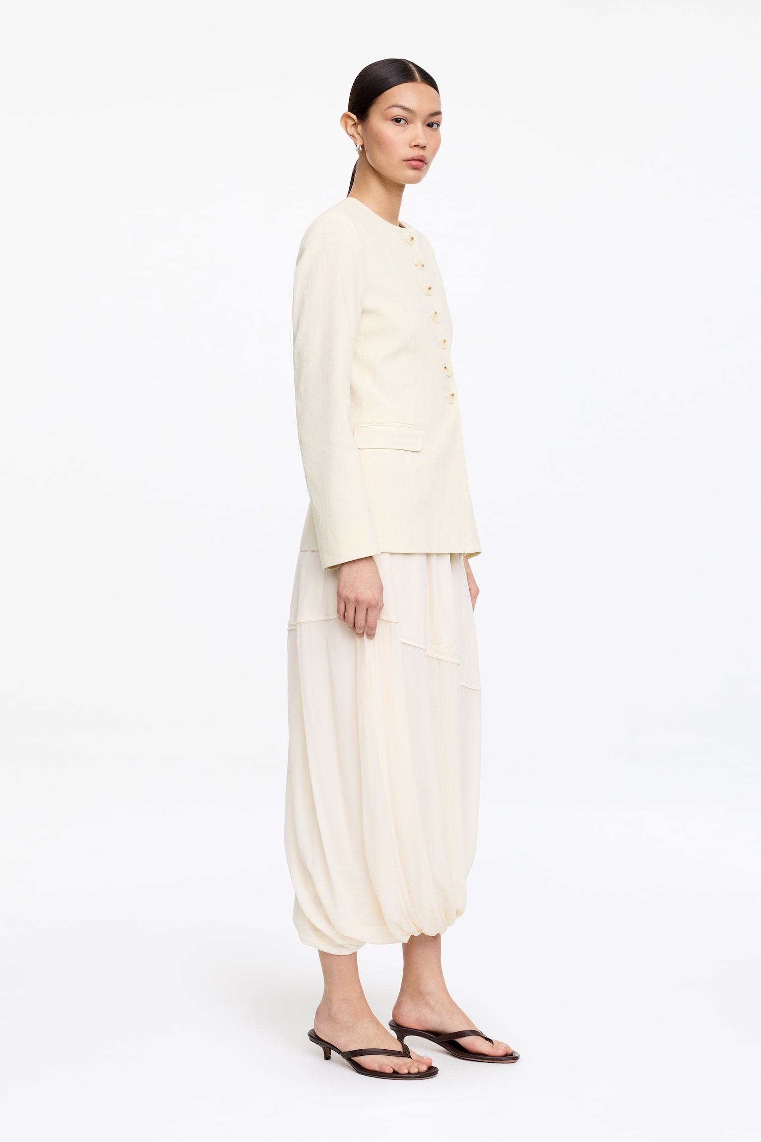 Blazer i hørblend - Råhvid/Sort/Sort/Mørkebrun - 3