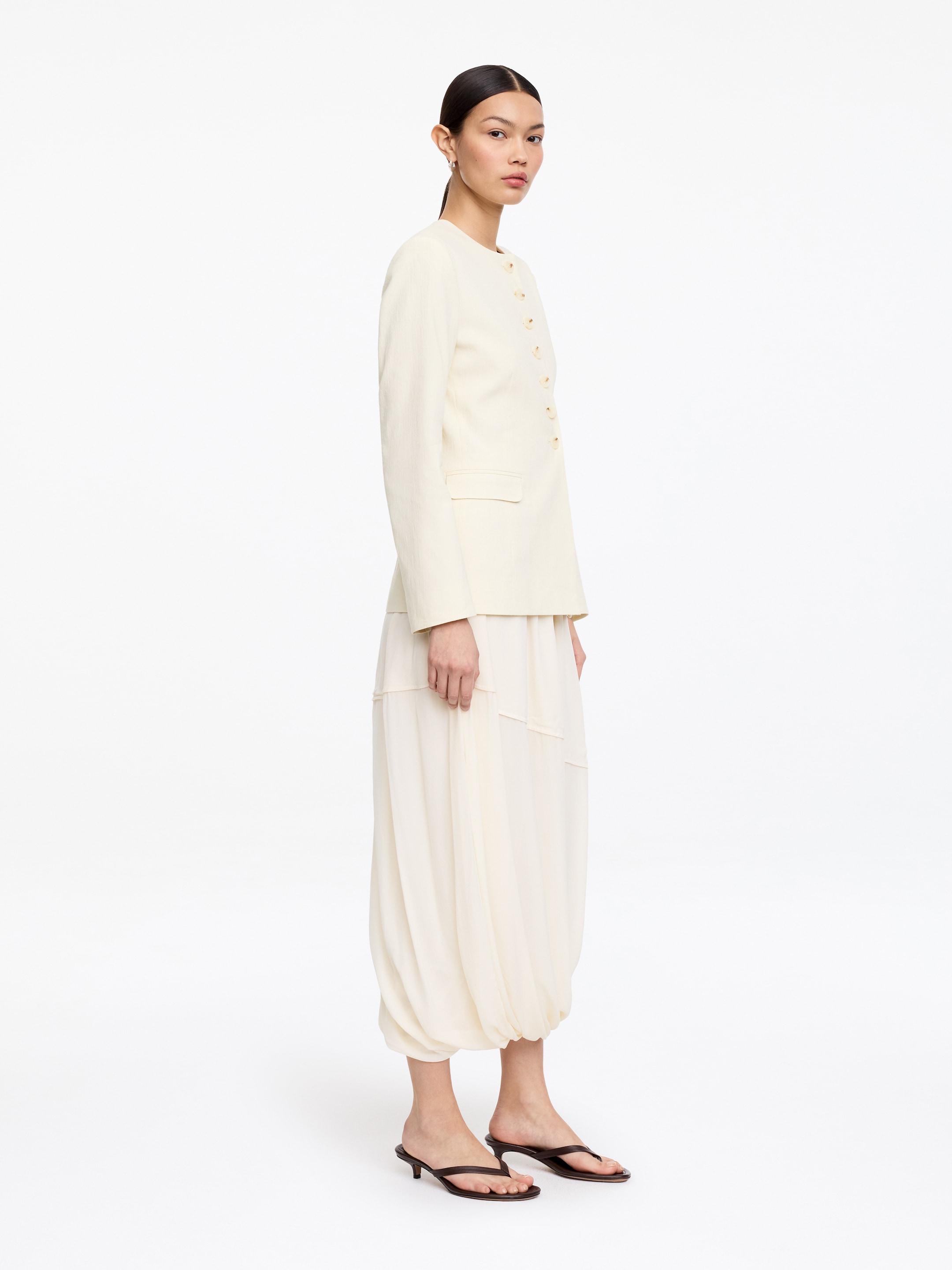 Linen-Blend Blazer - Off White - Slim fit - Women - StillMedia/Lookbook - 5