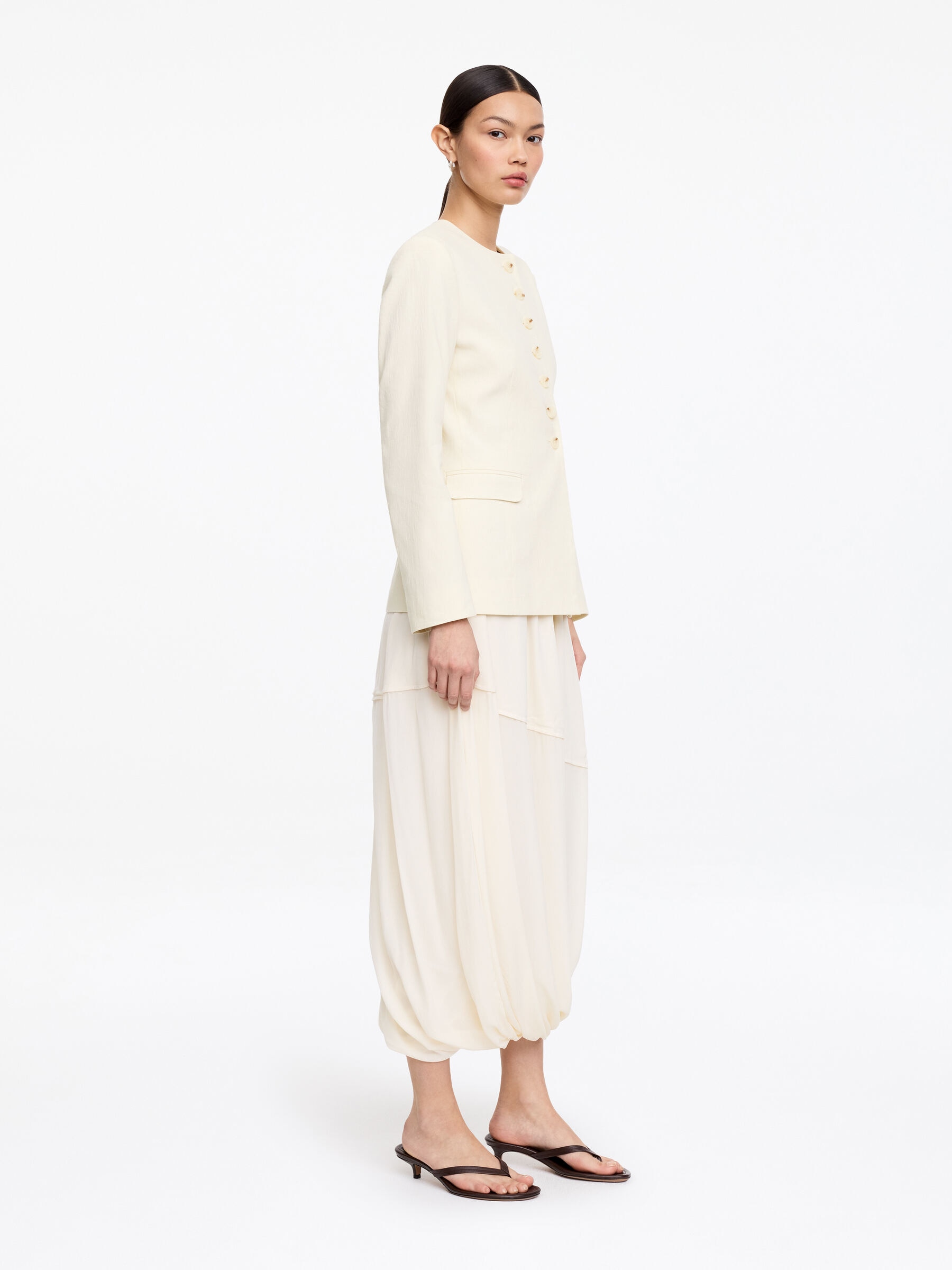 Blazer in misto lino - Bianco sporco - Slim fit - Women - StillMedia/Lookbook - 5