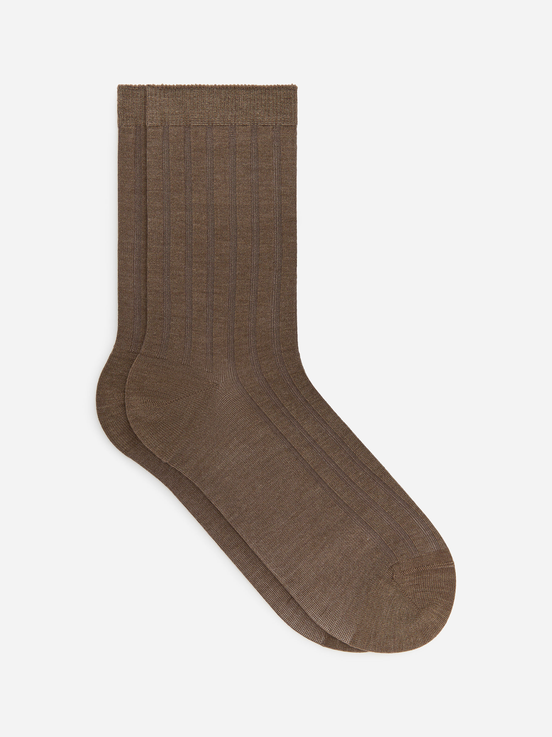 Ribbed Silk-blend Socks-#655444-19128