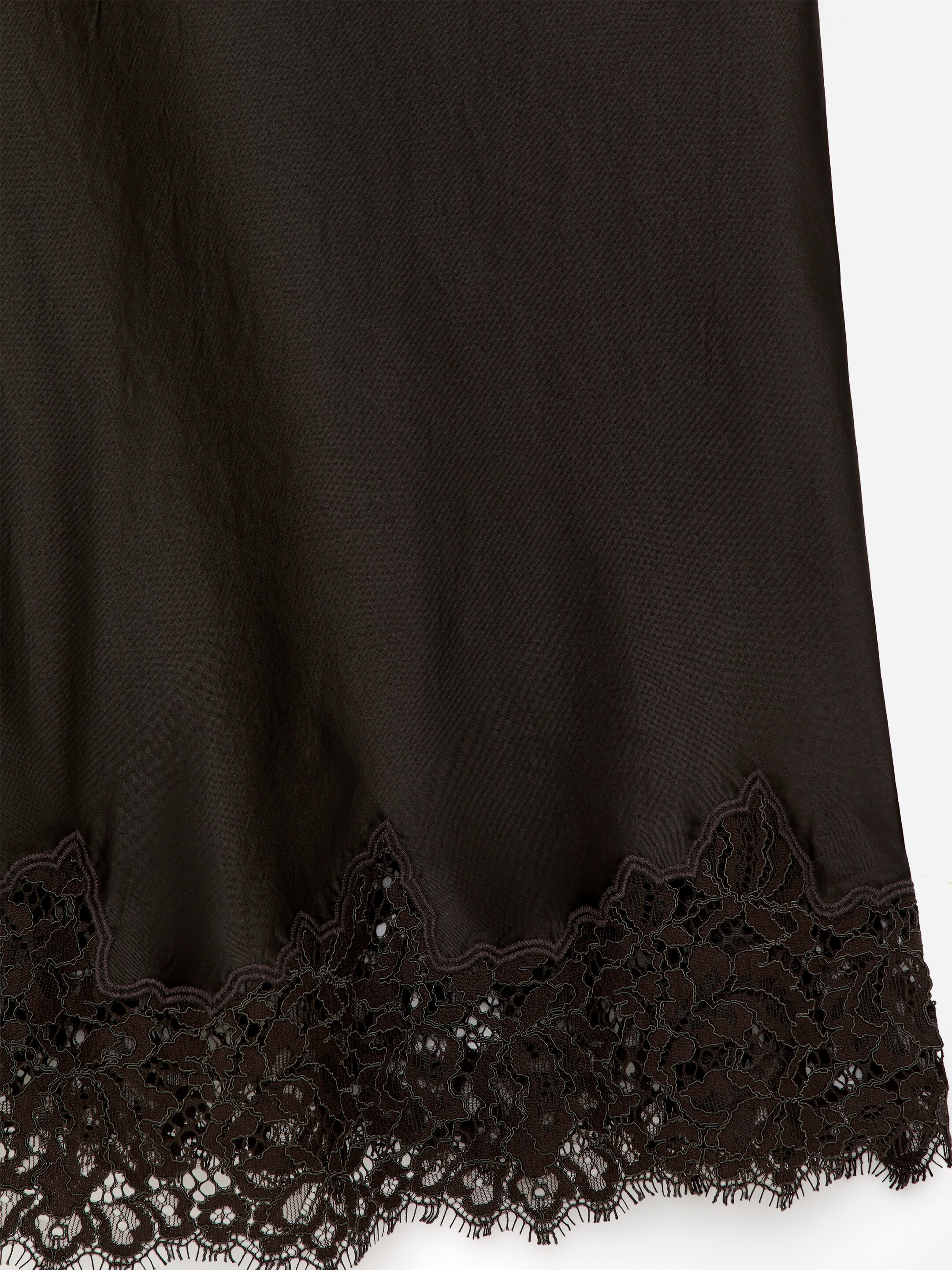 Visa större bild: Satinkjol med spetsdetalj - Mörkbrun - DAM | H&M FI 9