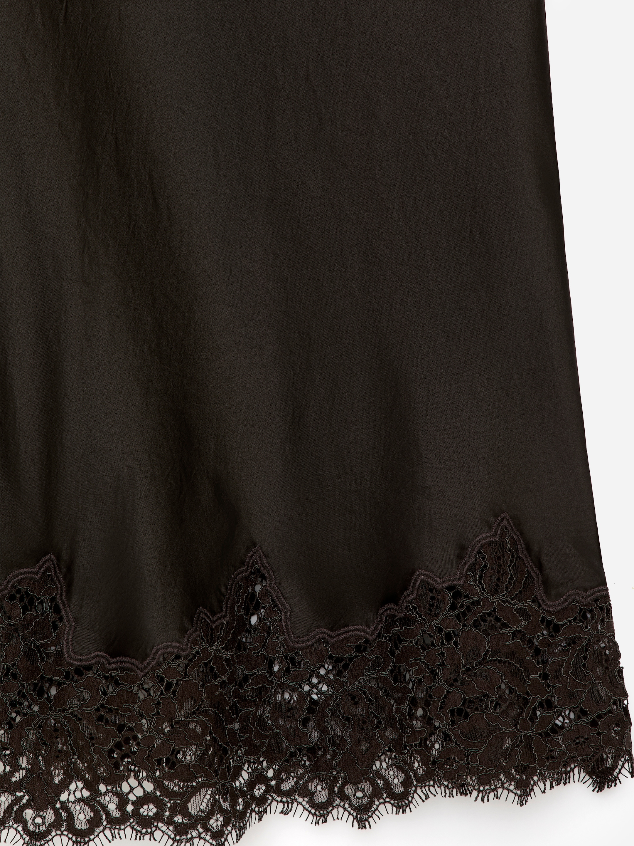 Falda de satén con detalles de encaje - Marrón oscuro - Corte estándar - Women - StillMedia/DescriptiveDetail - 2