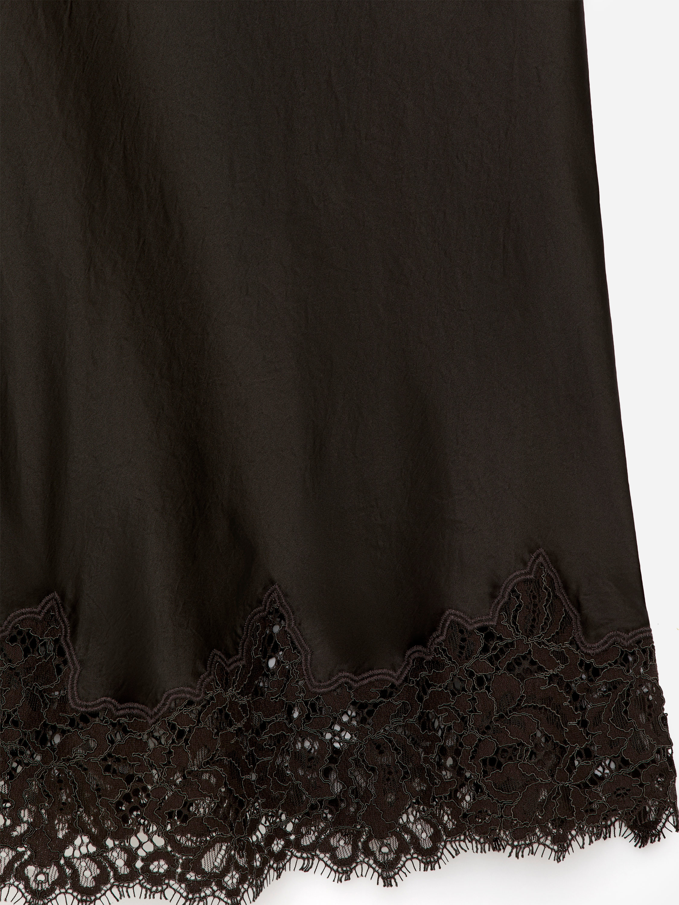 Lace-Detail Satin Skirt - Dark Brown - Regular fit - Women - StillMedia/DescriptiveDetail - 2