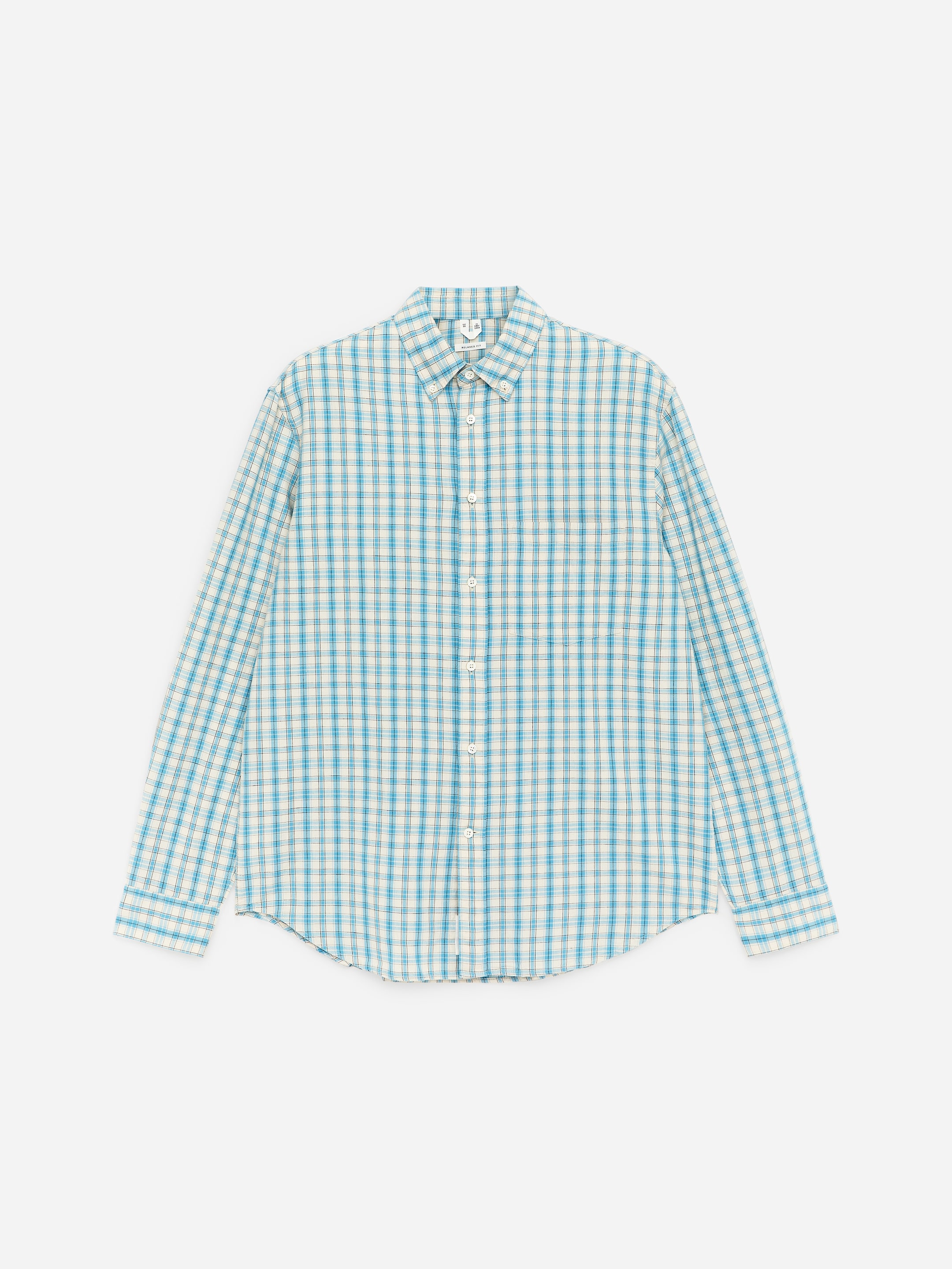 Relaxed Cotton Linen Shirt-Turquoise-18625