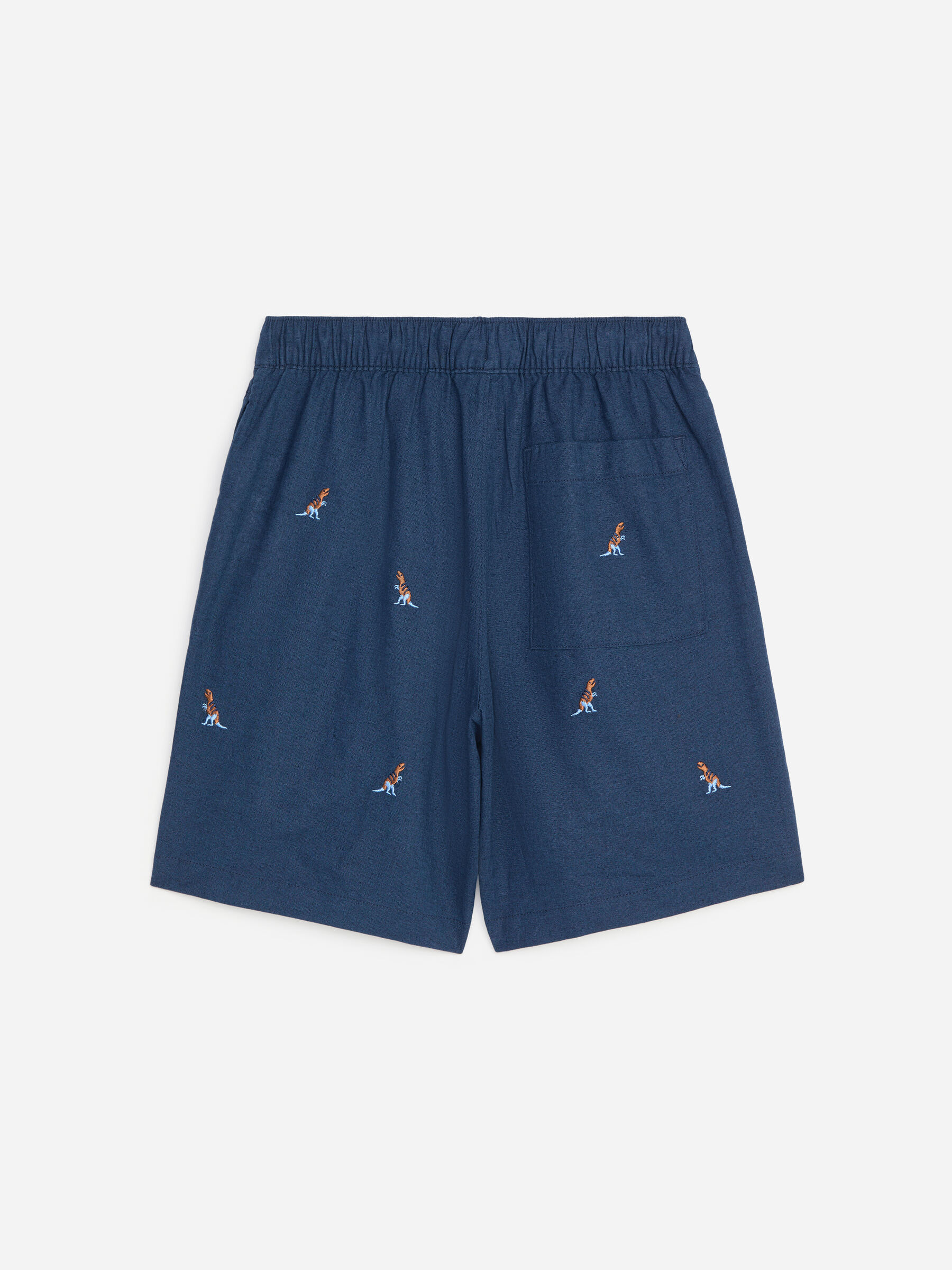 Short brodé en lin mélangé - Bleu foncé/Dinosaures - Relaxed fit - Enfant - StillMedia/DescriptiveStillLife - 1