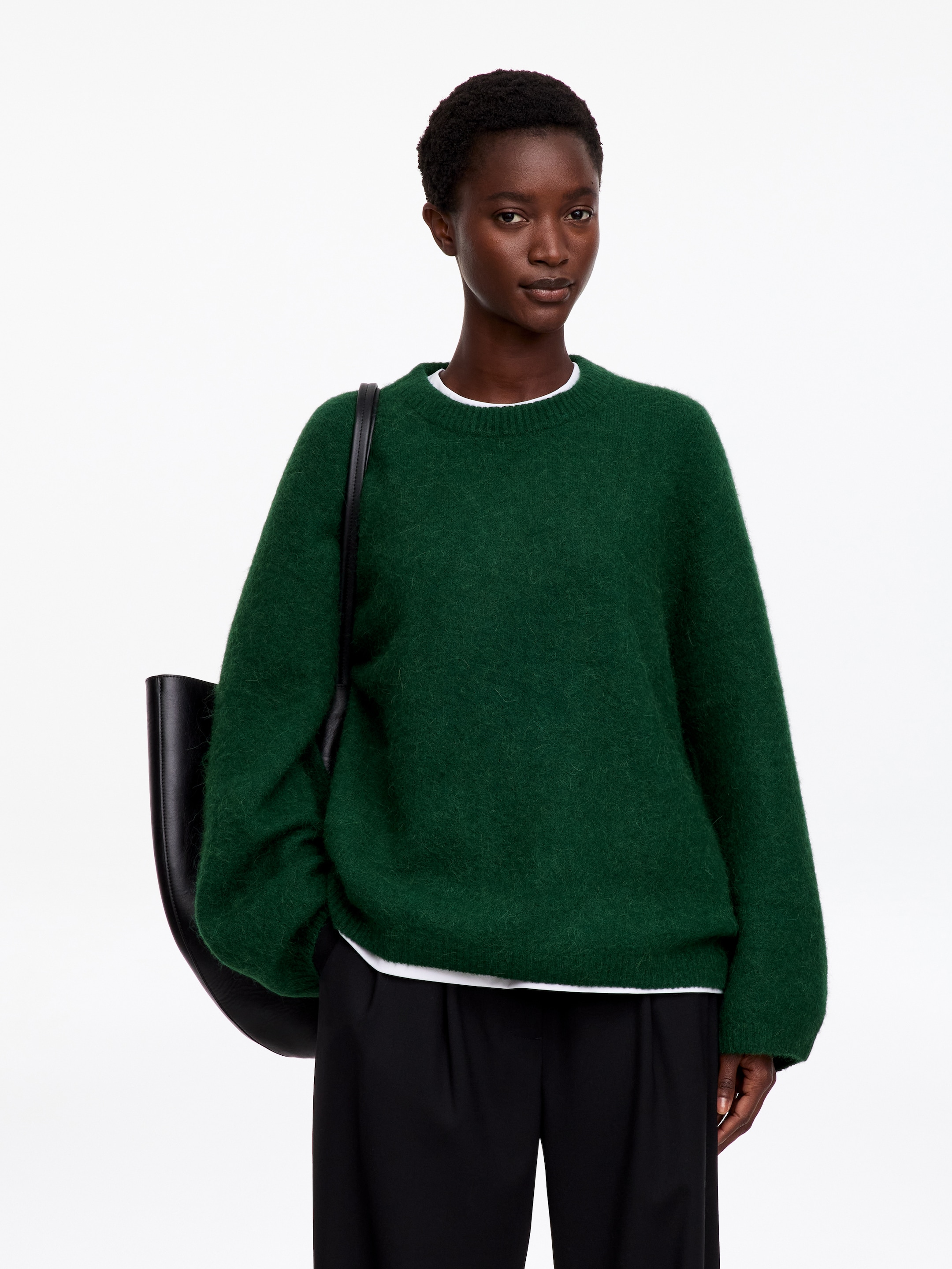 Alpaca-Wool Blend Jumper-Green-17008