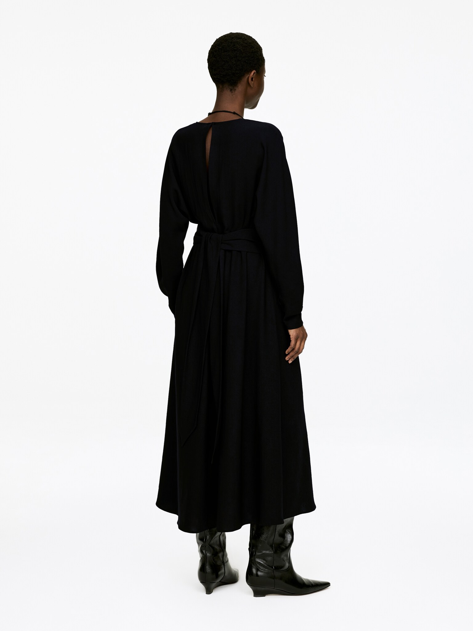 Maxikleid mit Bindebändern - Schwarz - 3