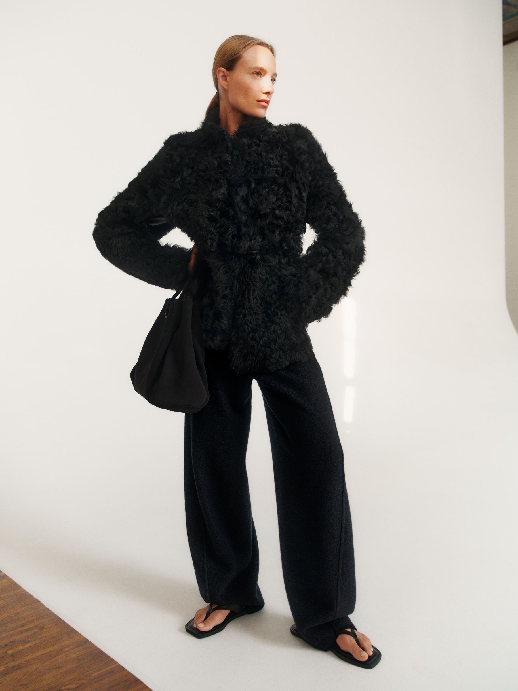 Boiled Wool Trousers - Black - Loose fit - Women - StillMedia/Environmental - 1