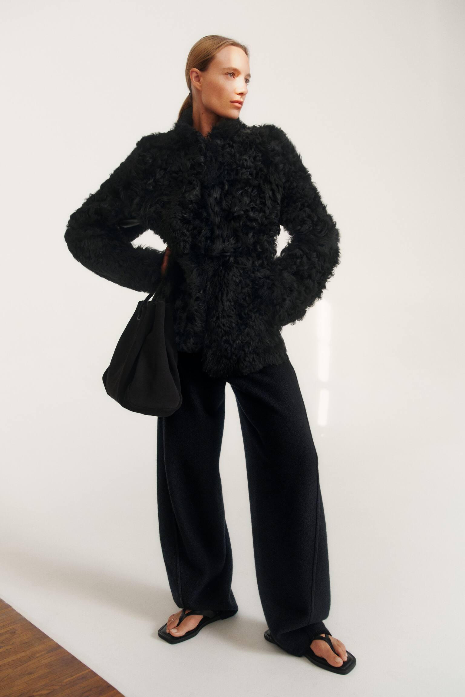 Pantaloni in lana cotta - Nero - 1