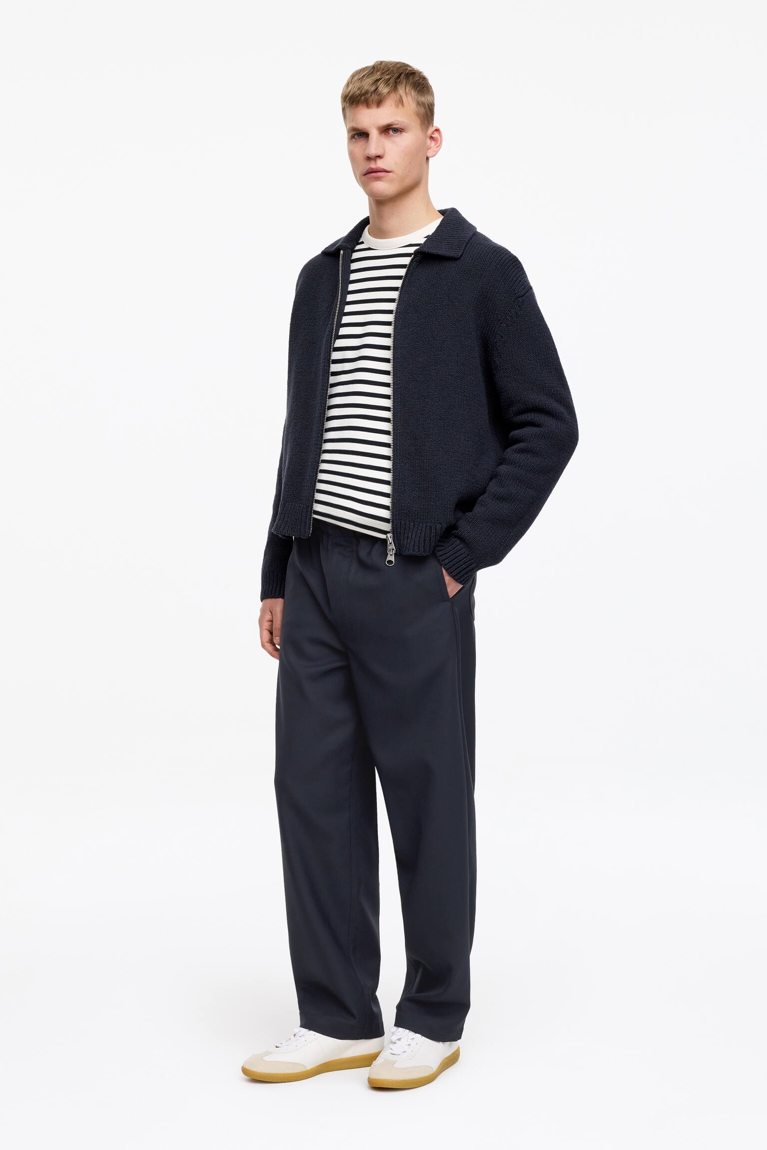 Χαλαρό Παντελόνι από Μείγμα Μαλλιού - Σκούρο Μπλε - 3