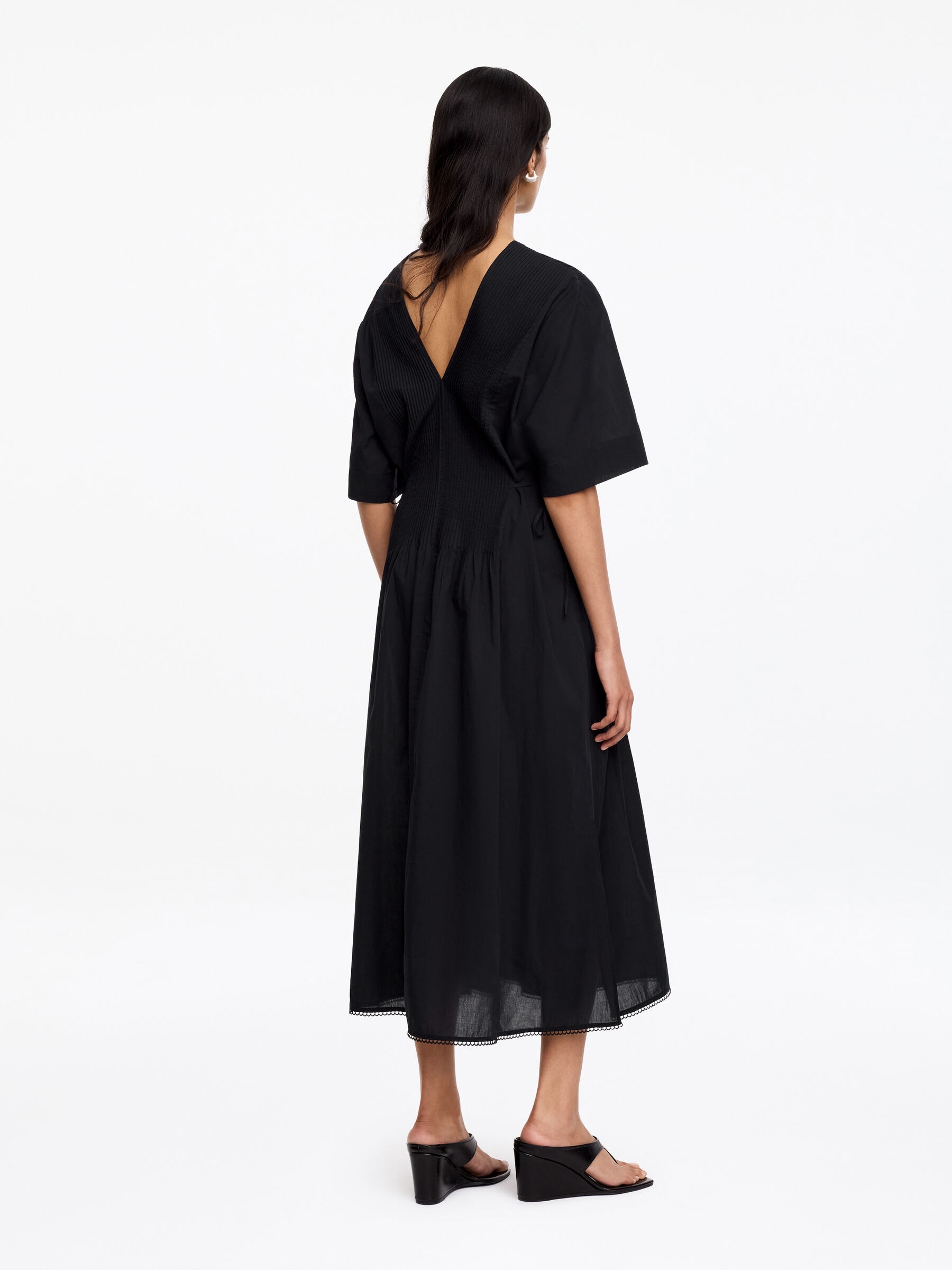 Robe en voile de coton bordée de dentelle - Noir - Regular fit - Femme - StillMedia/Lookbook - 4