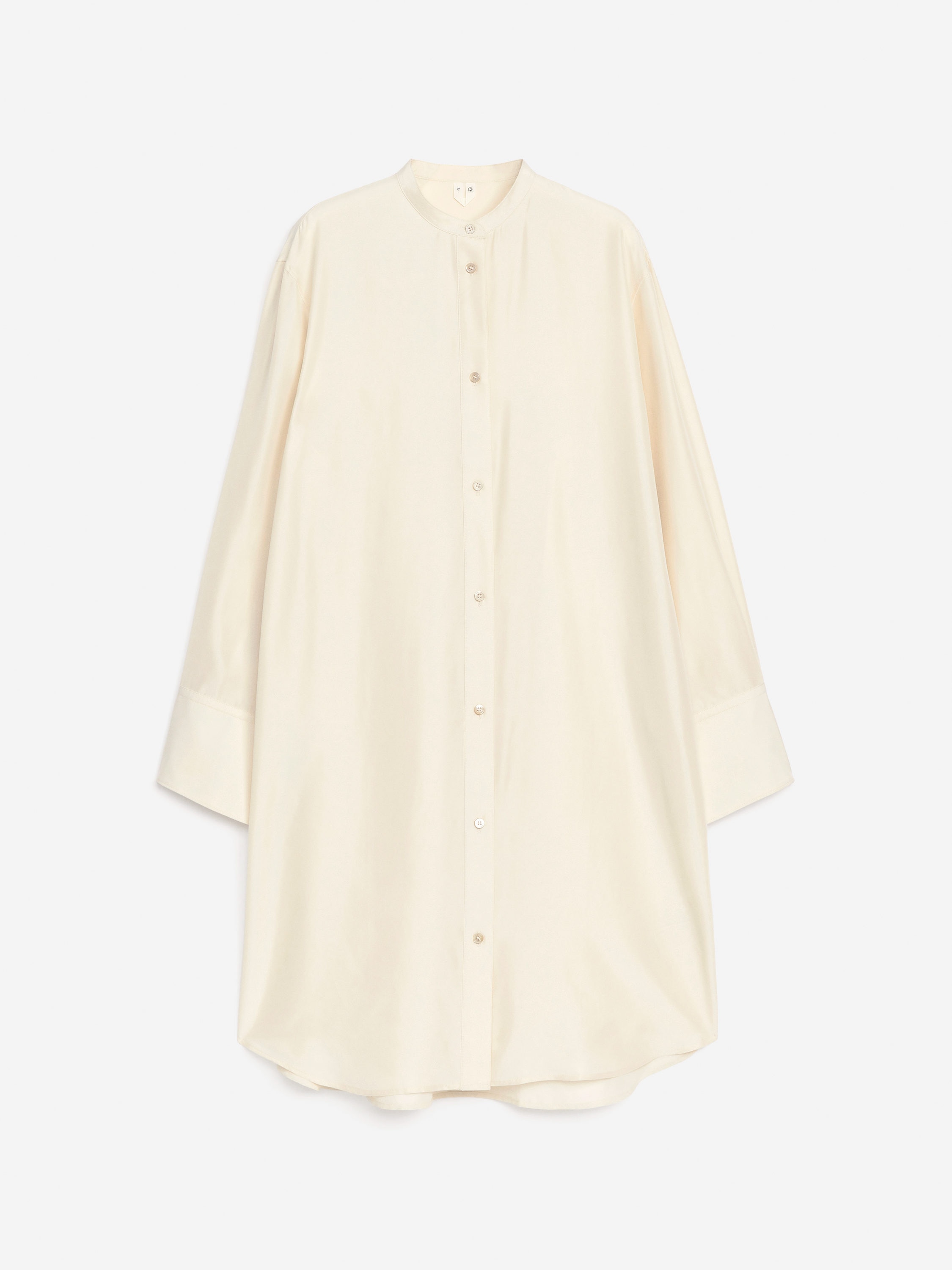 Long Silk Shirt-Beige-11667