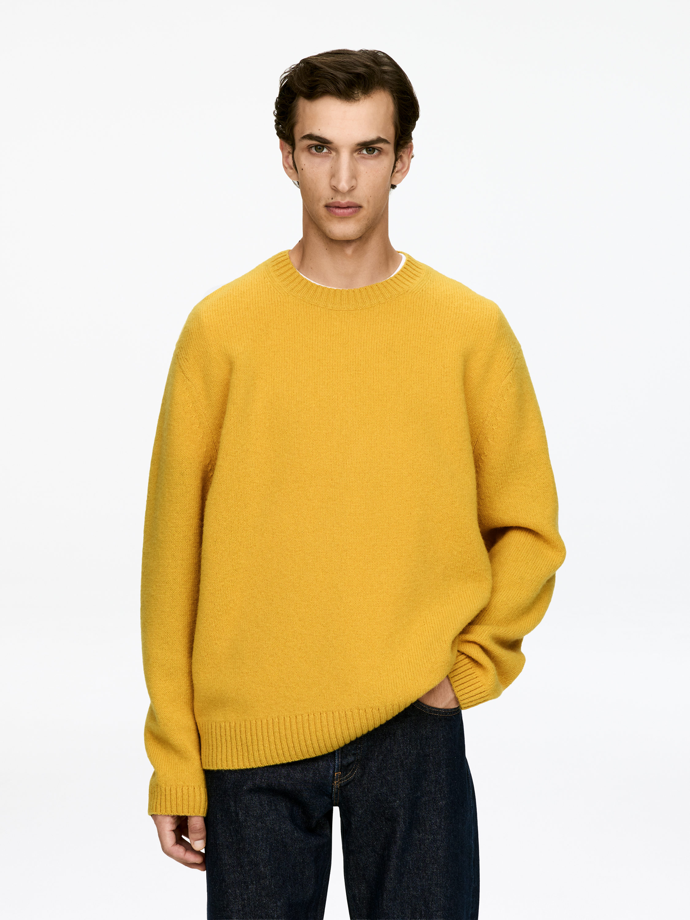 Crew-Neck Wool Jumper-#C8A93F-16943