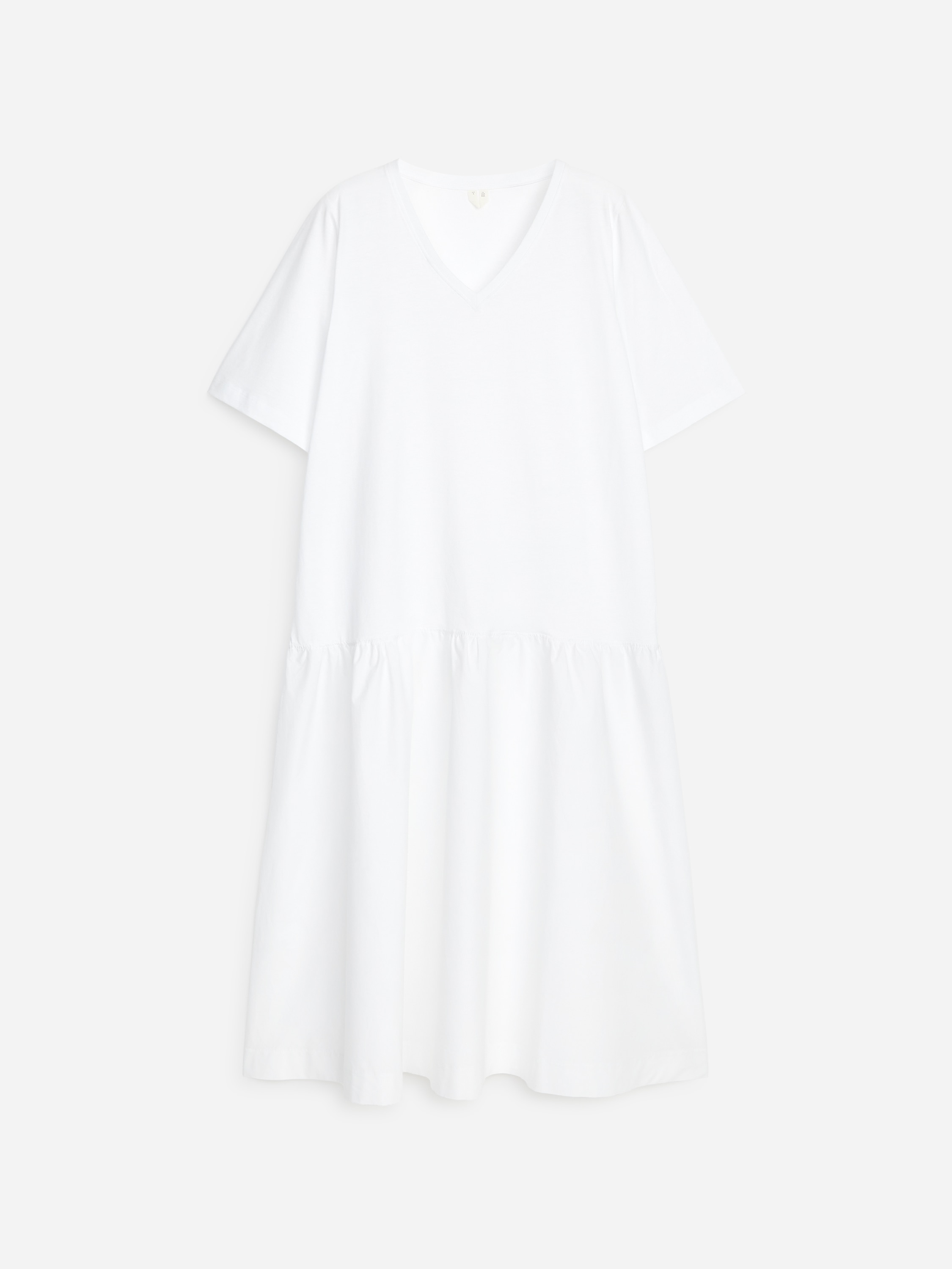 V-Neck Midi Dress - White/Navy