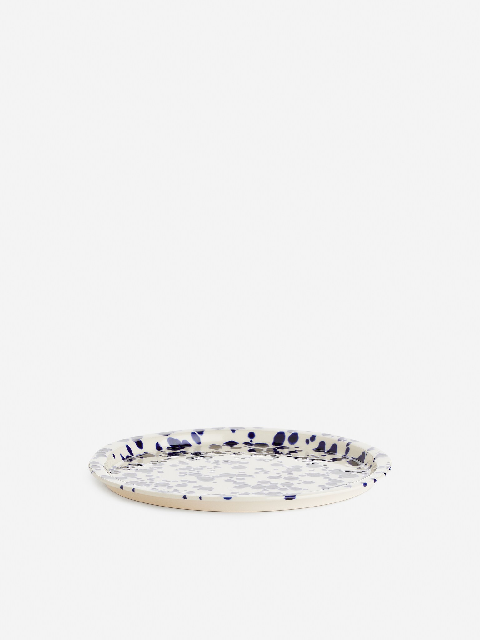 Tallrik i stengods 22 cm - Blåprickig