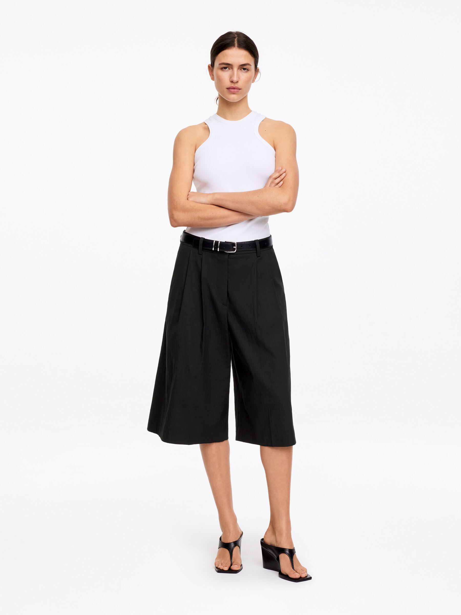 Tailored Wide-Leg Shorts-#272627-18848
