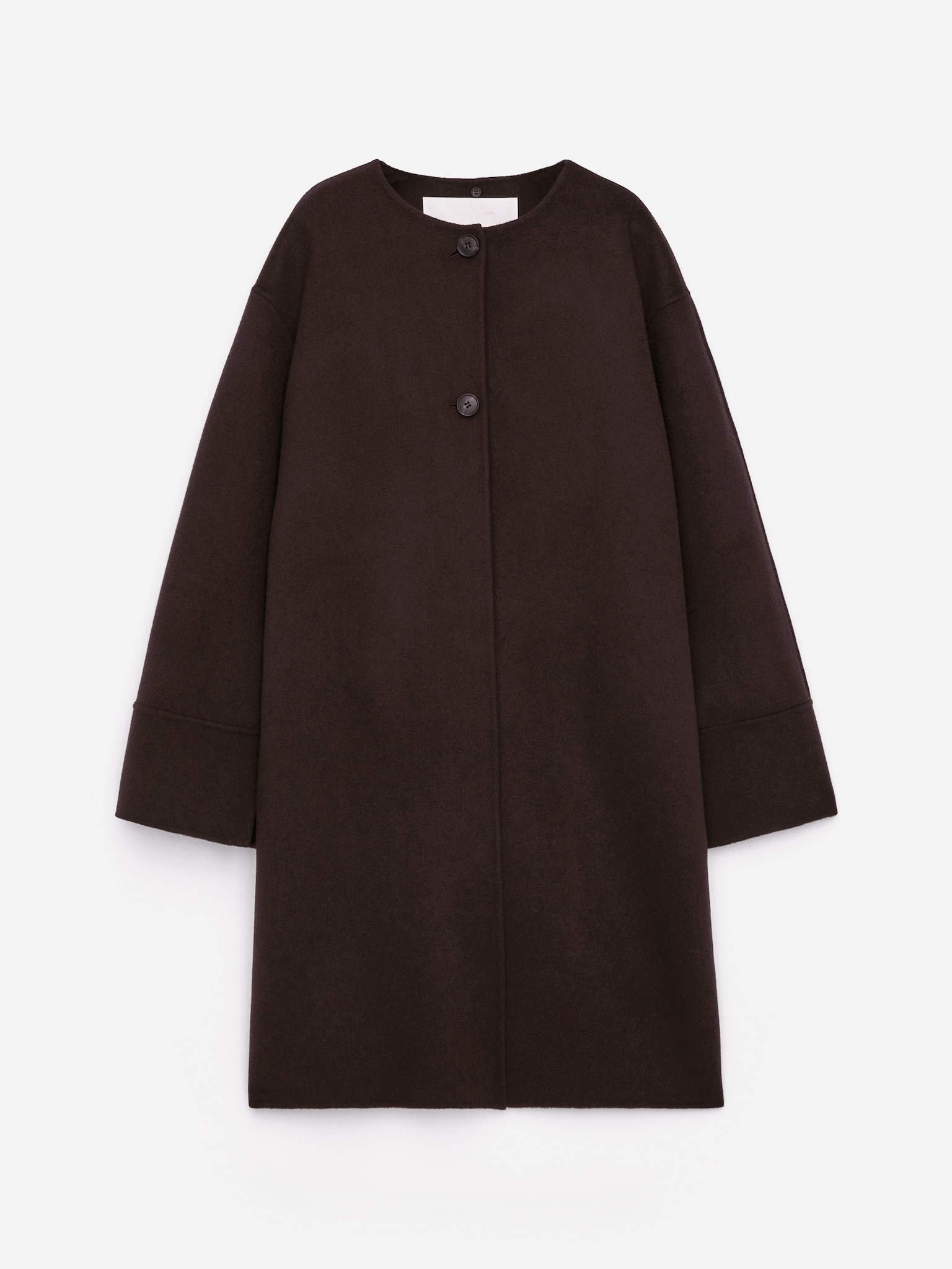 Manteau cape en laine doublée - Marron foncé - 6