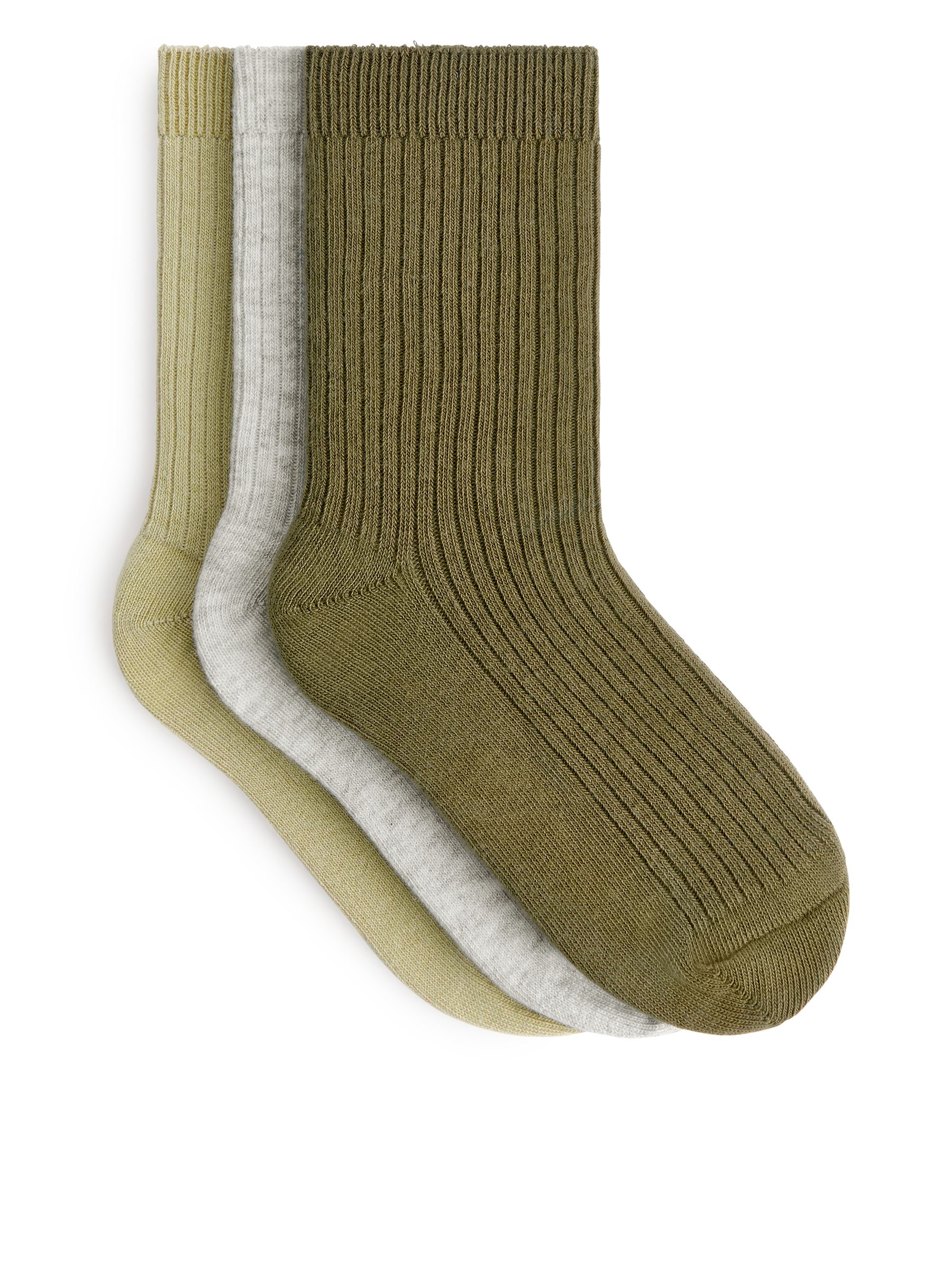 Rippstricksocken, 3 Paare - Beige/grün/khaki - Regular Fit - Kinder - StillMedia/DescriptiveStillLife - 1