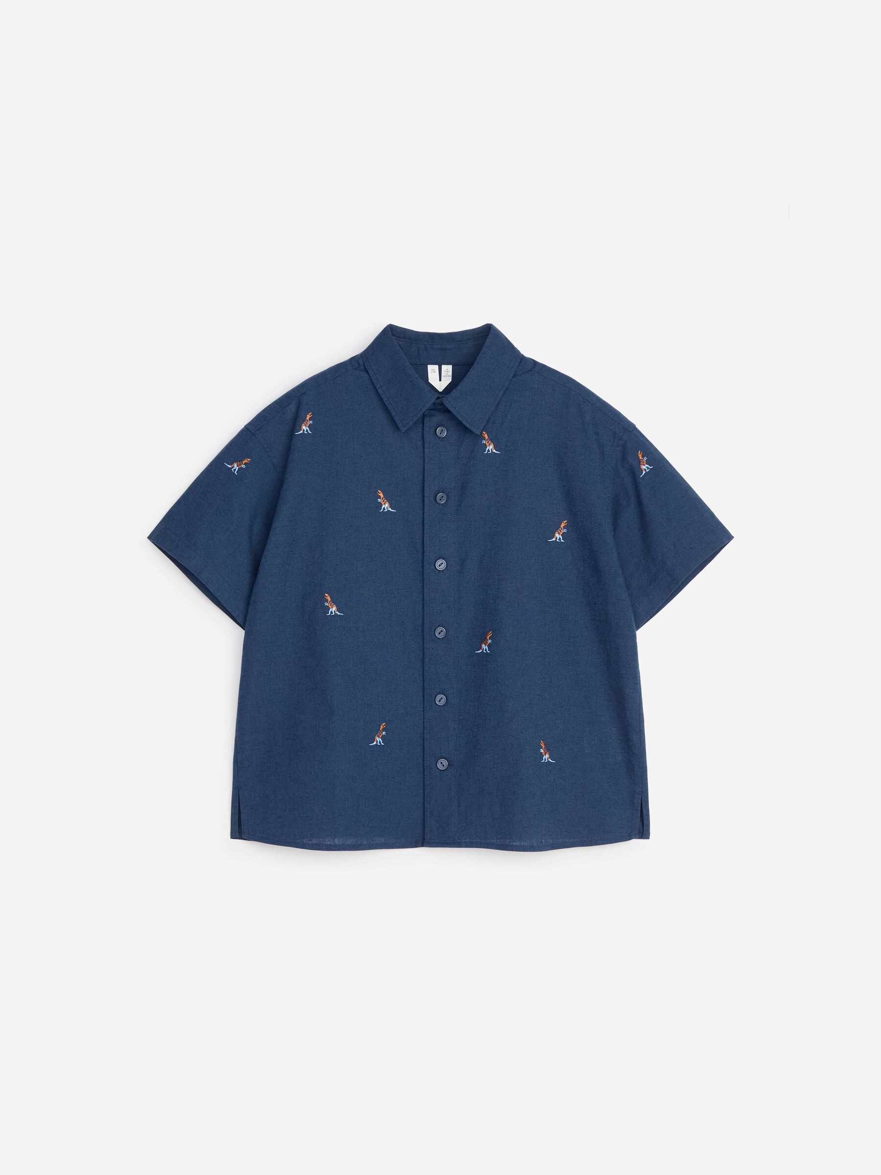 Chemise brodée en lin mélangé-#31344A-19398
