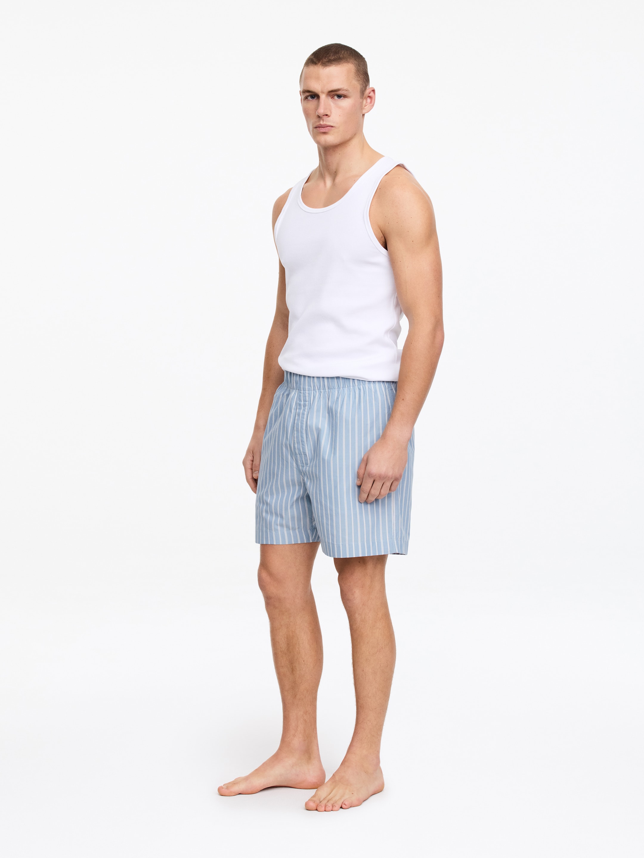 Pyjama Shorts - Blue/White - Regular fit - Men - StillMedia/Lookbook - 2