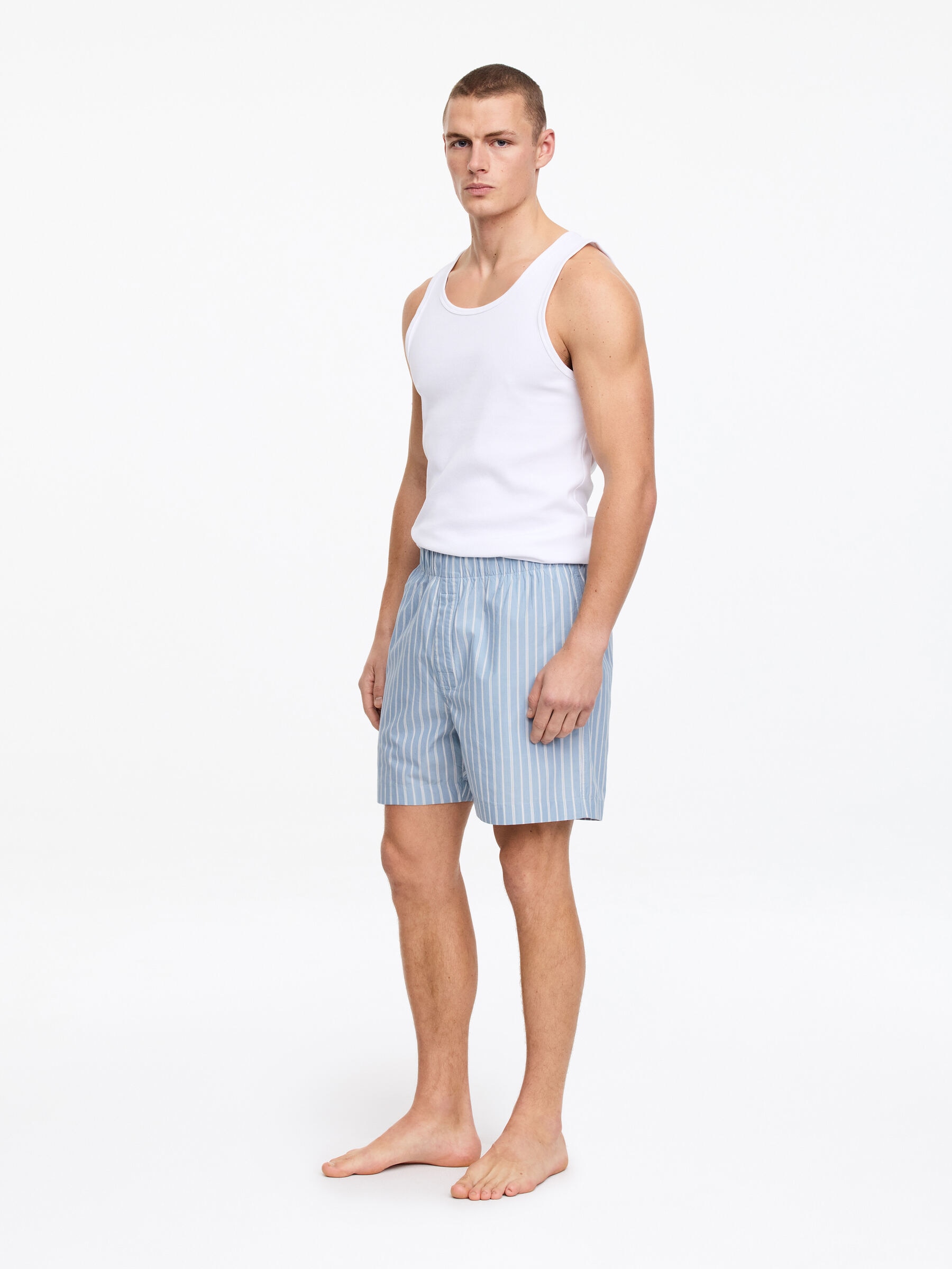 Kurze Pyjamahose - Blau/Weiß - Regular Fit - Herren - StillMedia/Lookbook - 2