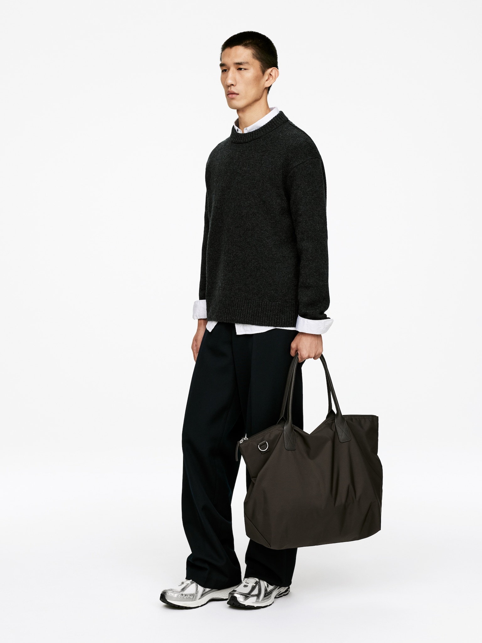 Heavy Knit Wool Jumper - Charcoal Melange/Light Grey Melange/Dark Brown/Dark Blue/Beige Melange/Off White/Mid Blue - 3