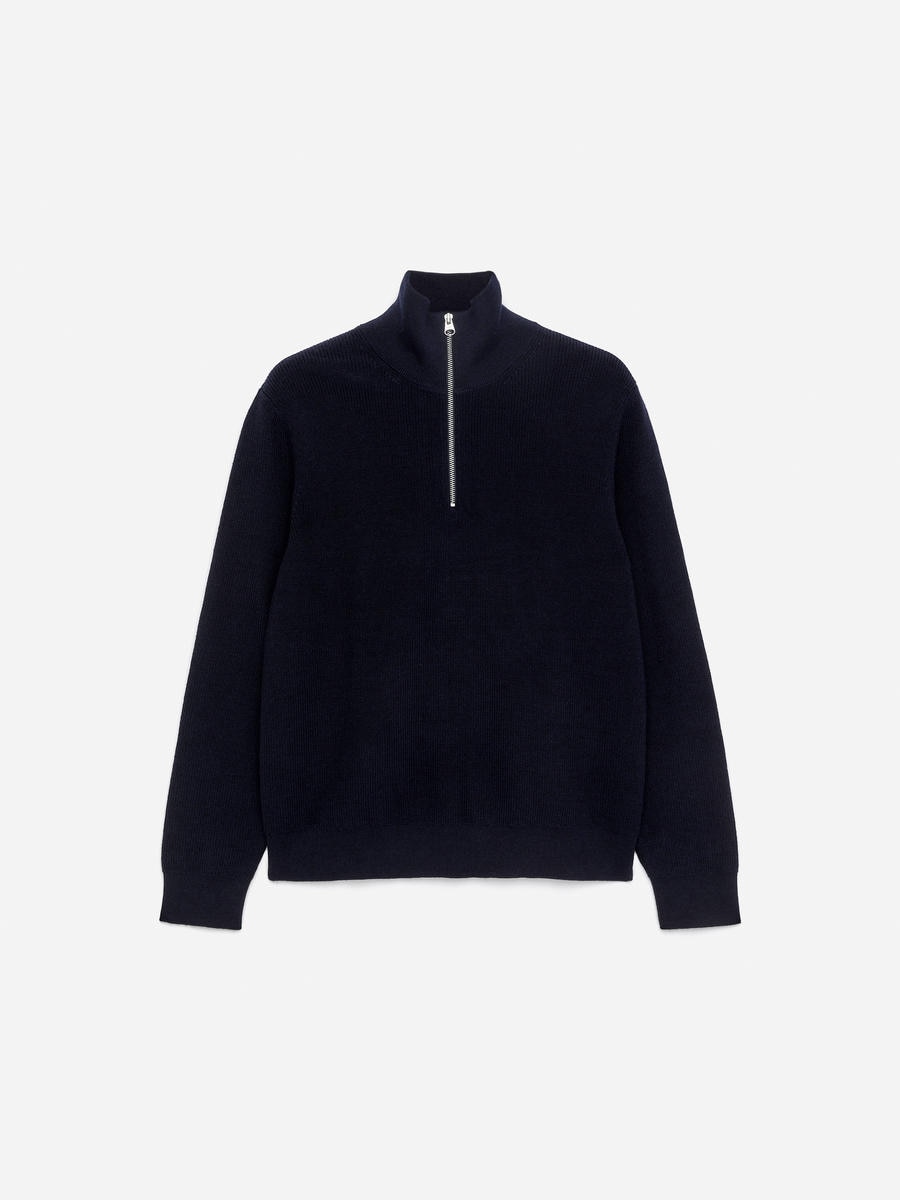 ARKET Men's  Wool & Cotton Half Zip Jumper Blue,  size S