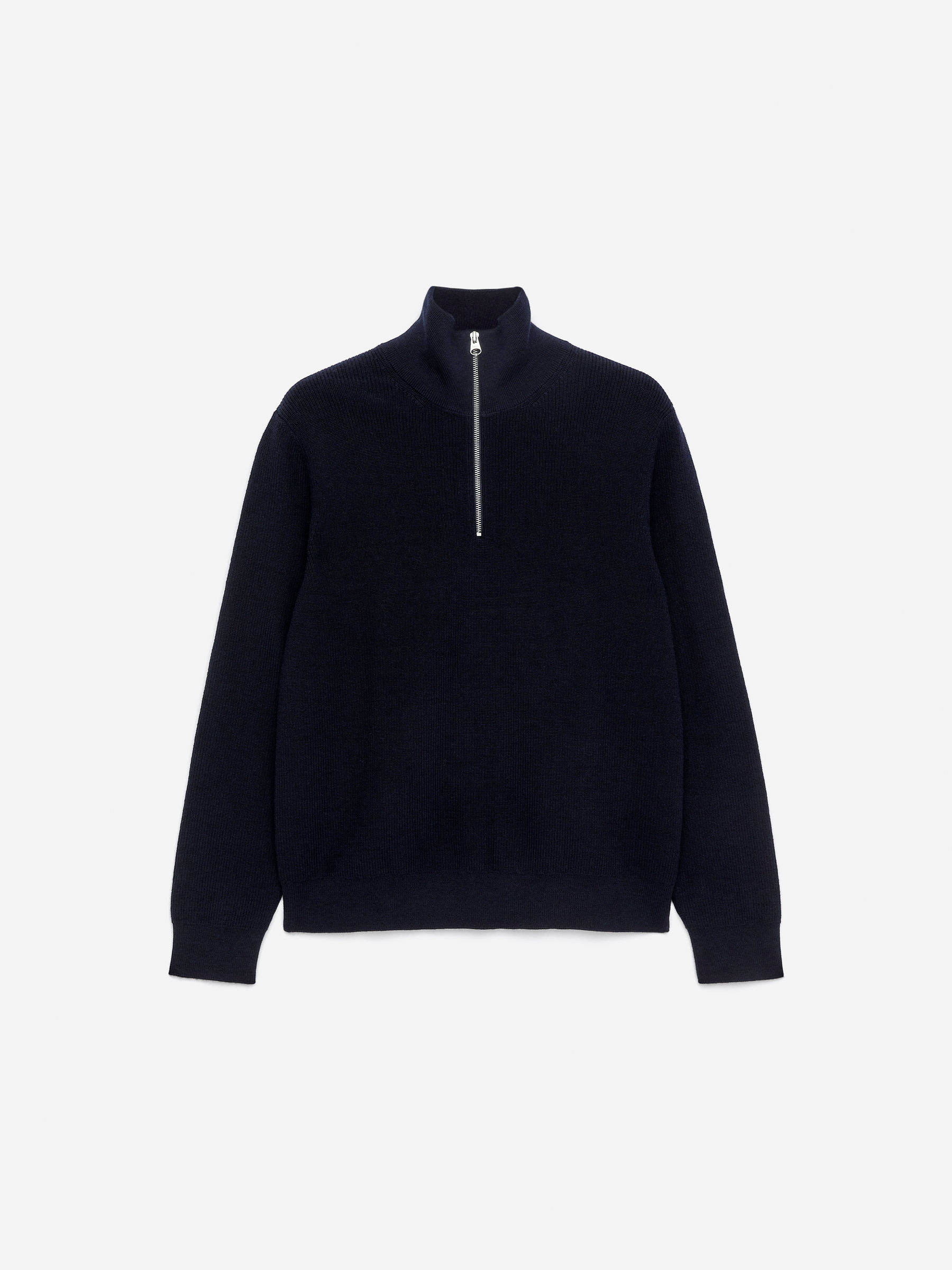 Wool & Cotton Half Zip Jumper-#4C5164-12061