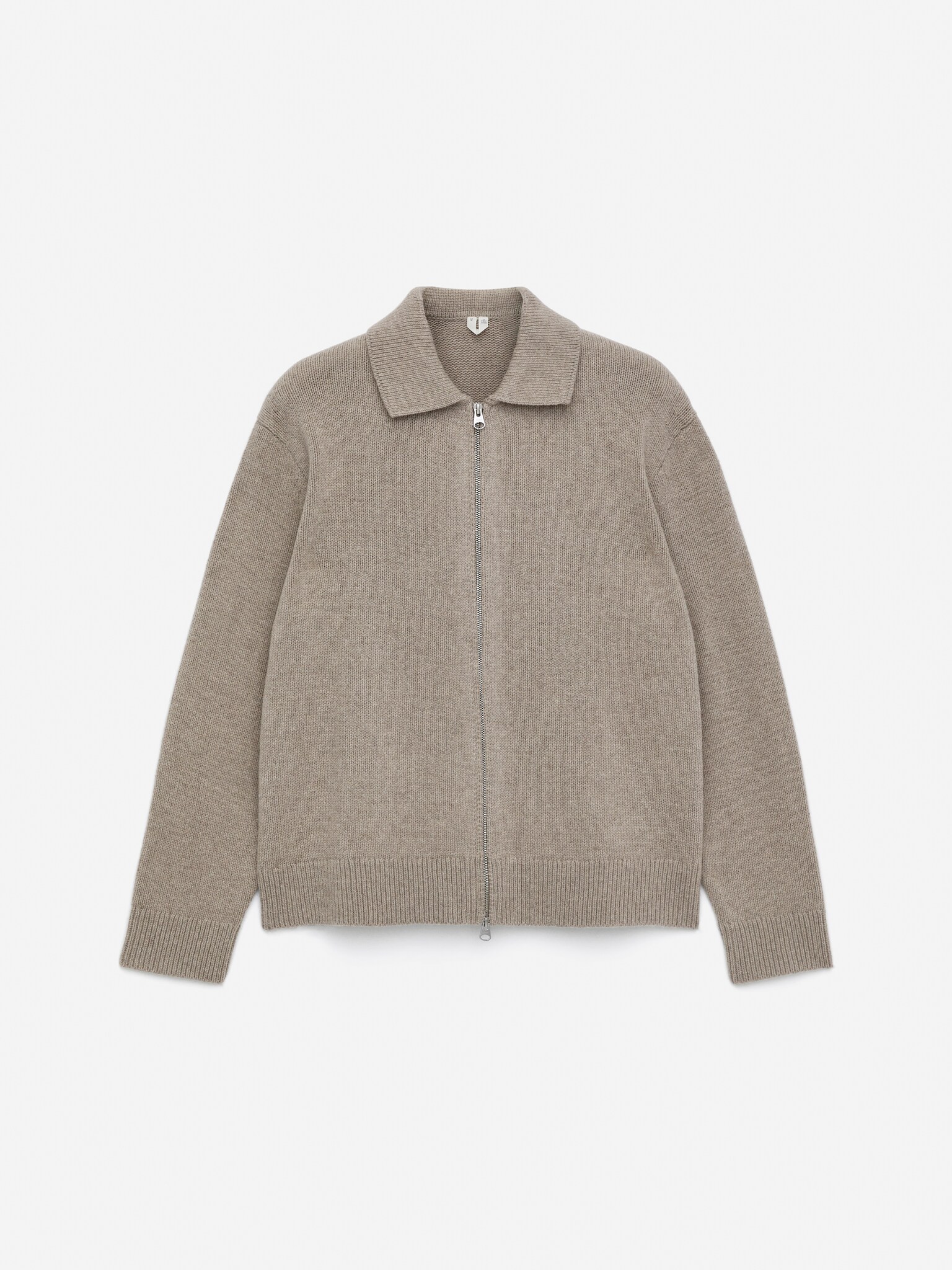 Ullcardigan med glidelås - Beige/Mørkebrun - 2