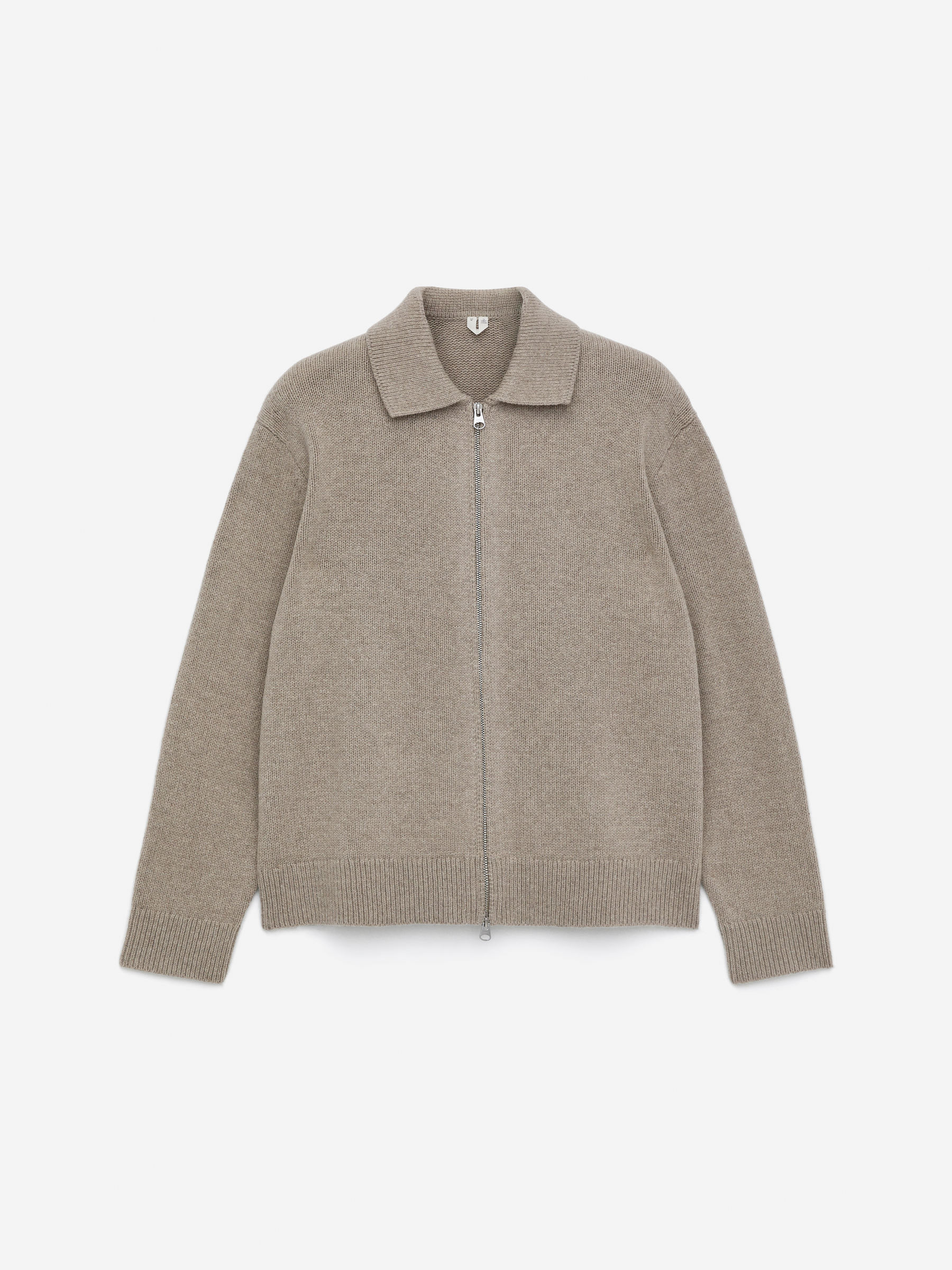 Wool Zip Cardigan-#B5AFA0-16233