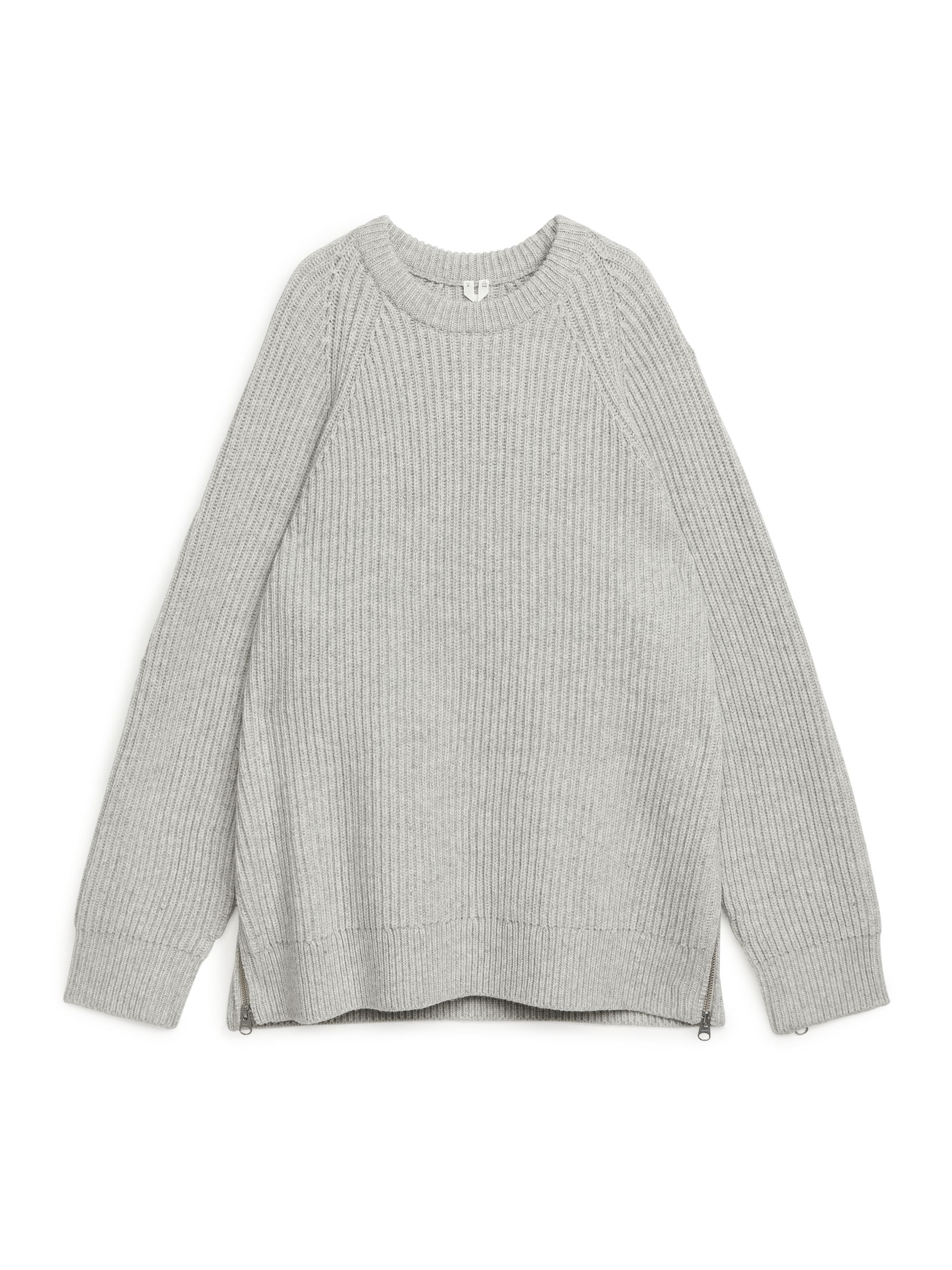 ZipDetail Wool Jumper - Light Grey Melange - Corte relajado - Women - StillMedia/DescriptiveStillLife - 3