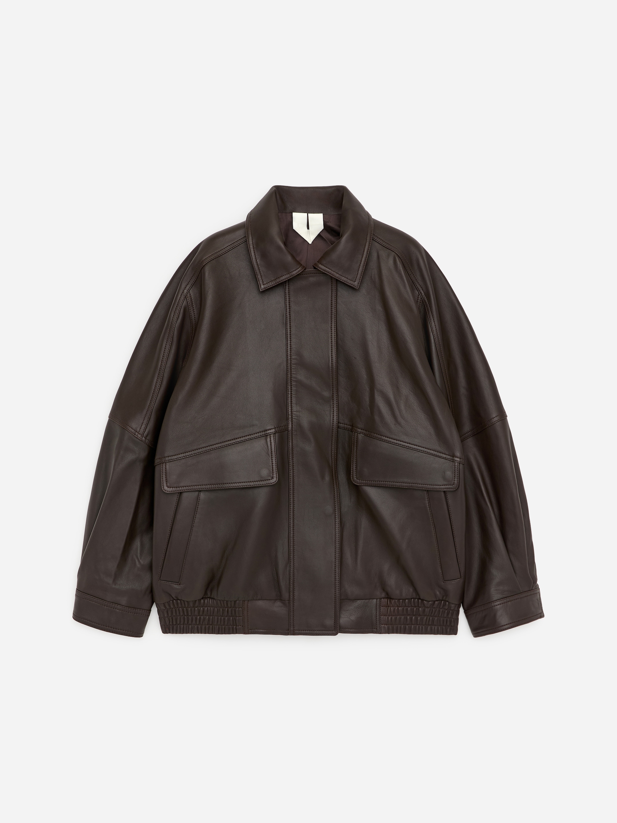 Relaxed Leather Jacket-Brown-18552