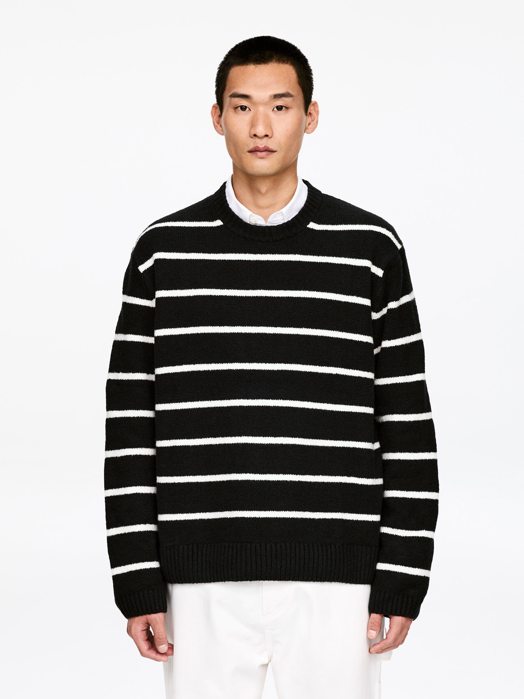 Relaxed Cotton Blend Jumper-#383638-17671