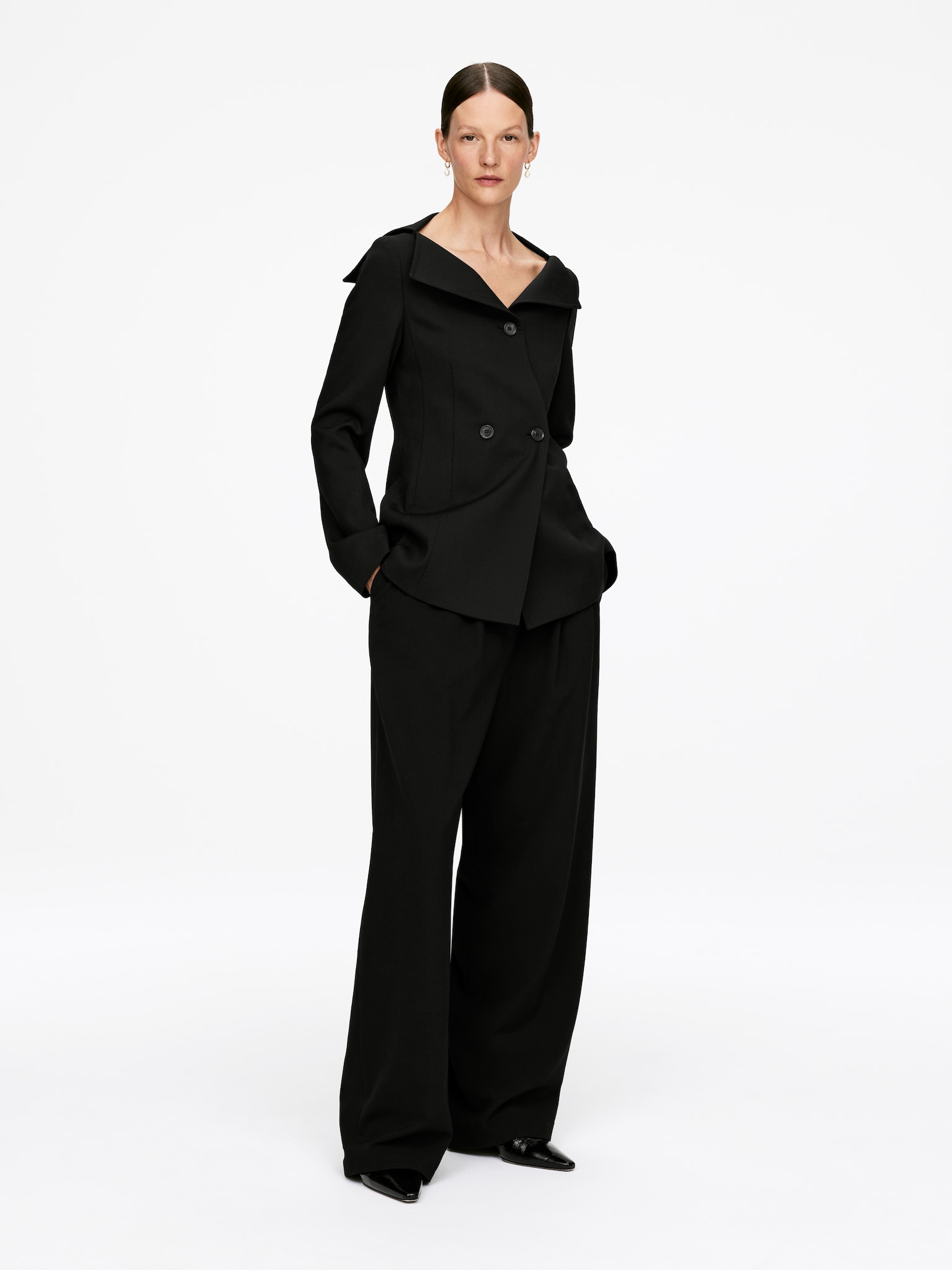 Off-Shoulder-Blazer - Schwarz