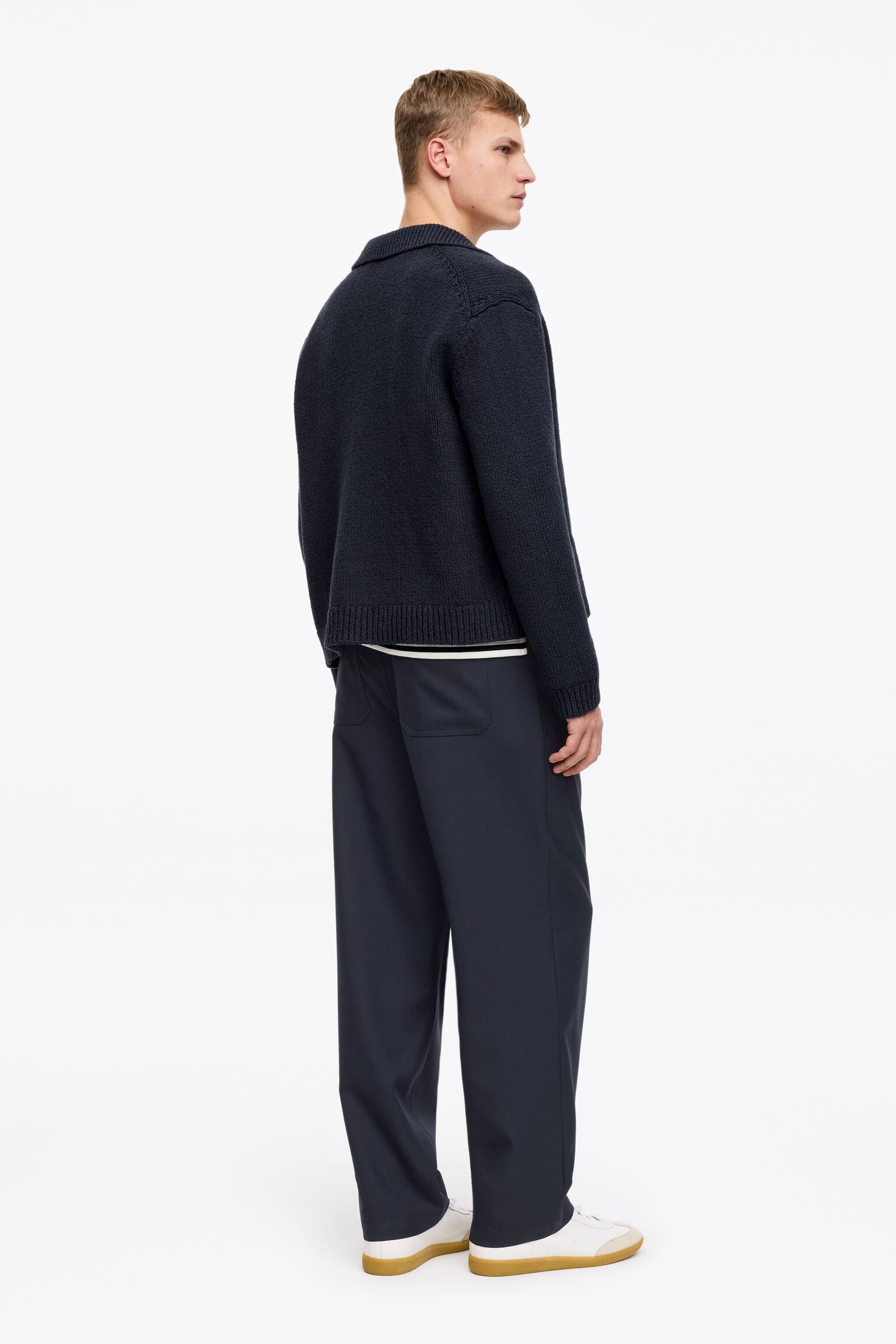 Χαλαρό Παντελόνι από Μείγμα Μαλλιού - Σκούρο Μπλε - 4